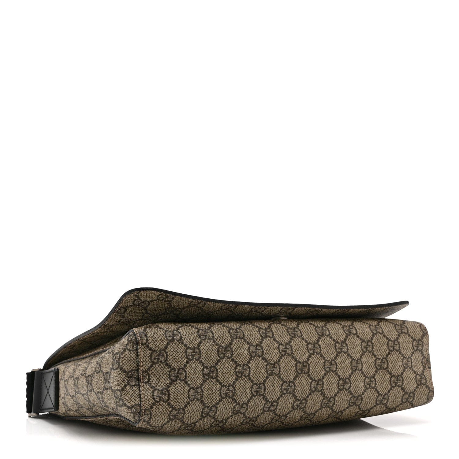 Gucci GG Supreme Monogram Web Flap Messenger Bag Black