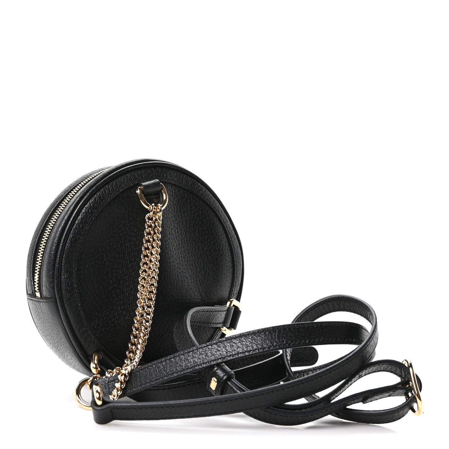 Gucci Grained Calfskin Web Mini Ophidia Round Backpack Black