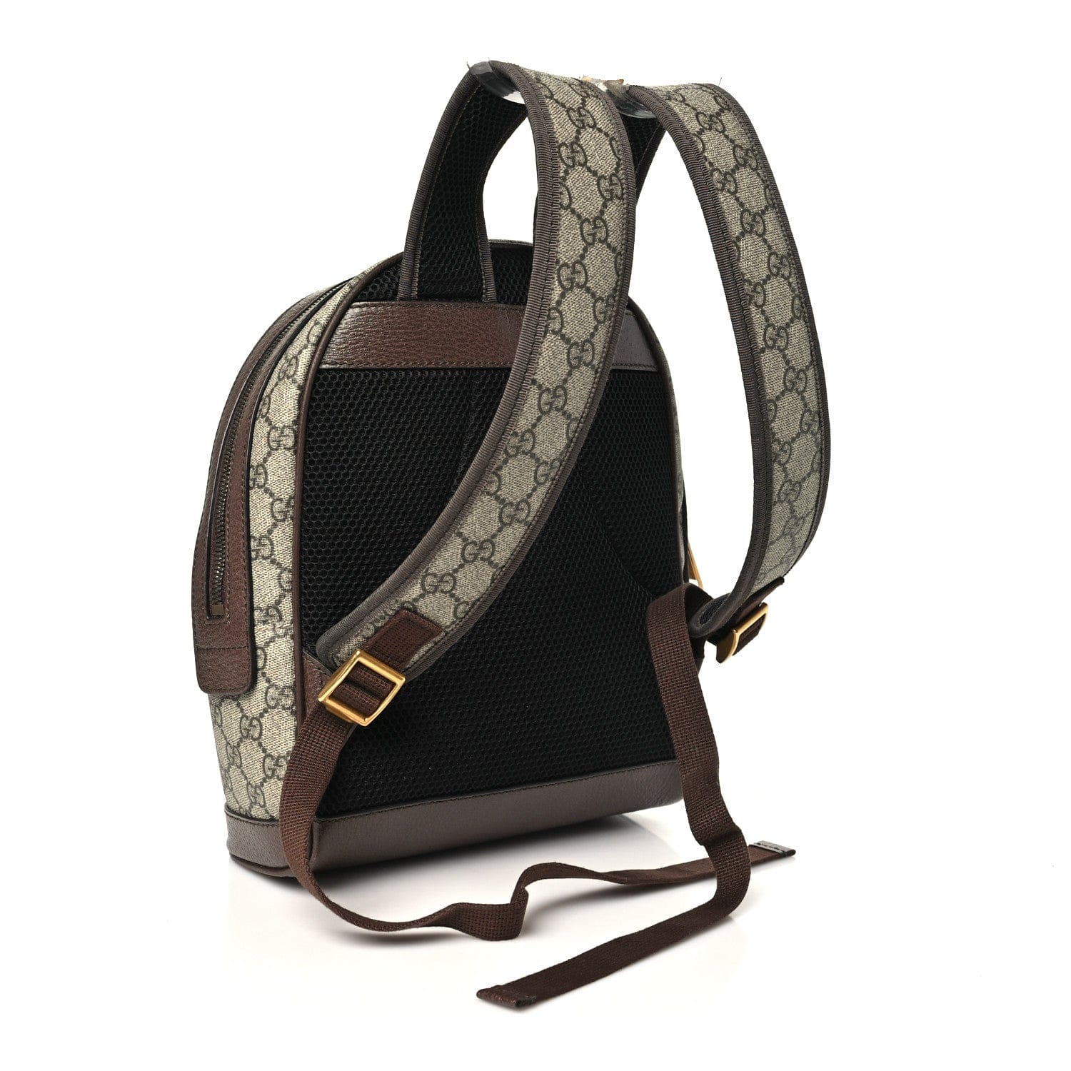 Gucci GG Supreme Monogram Calfskin Web Small Ophidia Day Backpack Beige Ebony New Acero