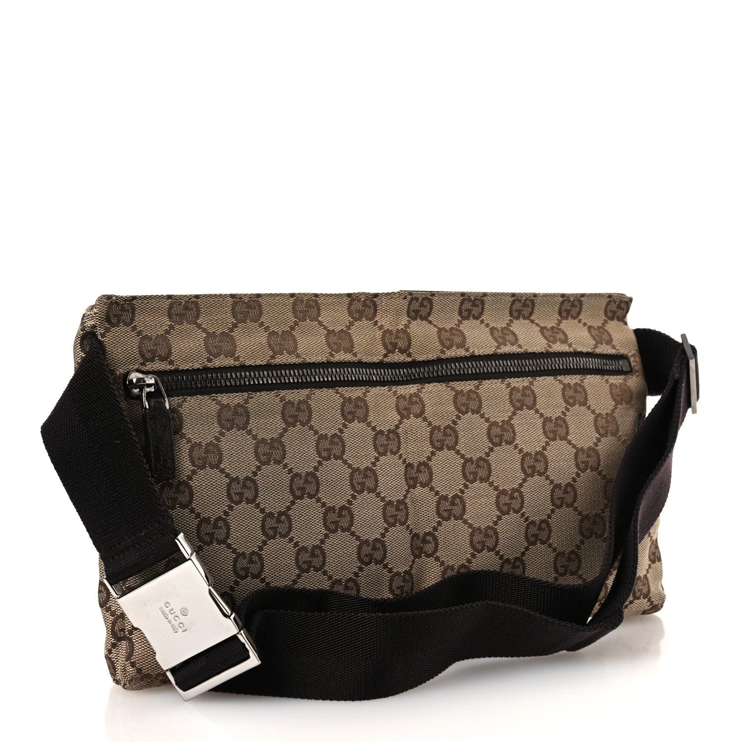 Gucci GG Monogram Double Pocket Belt Bag Dark Brown