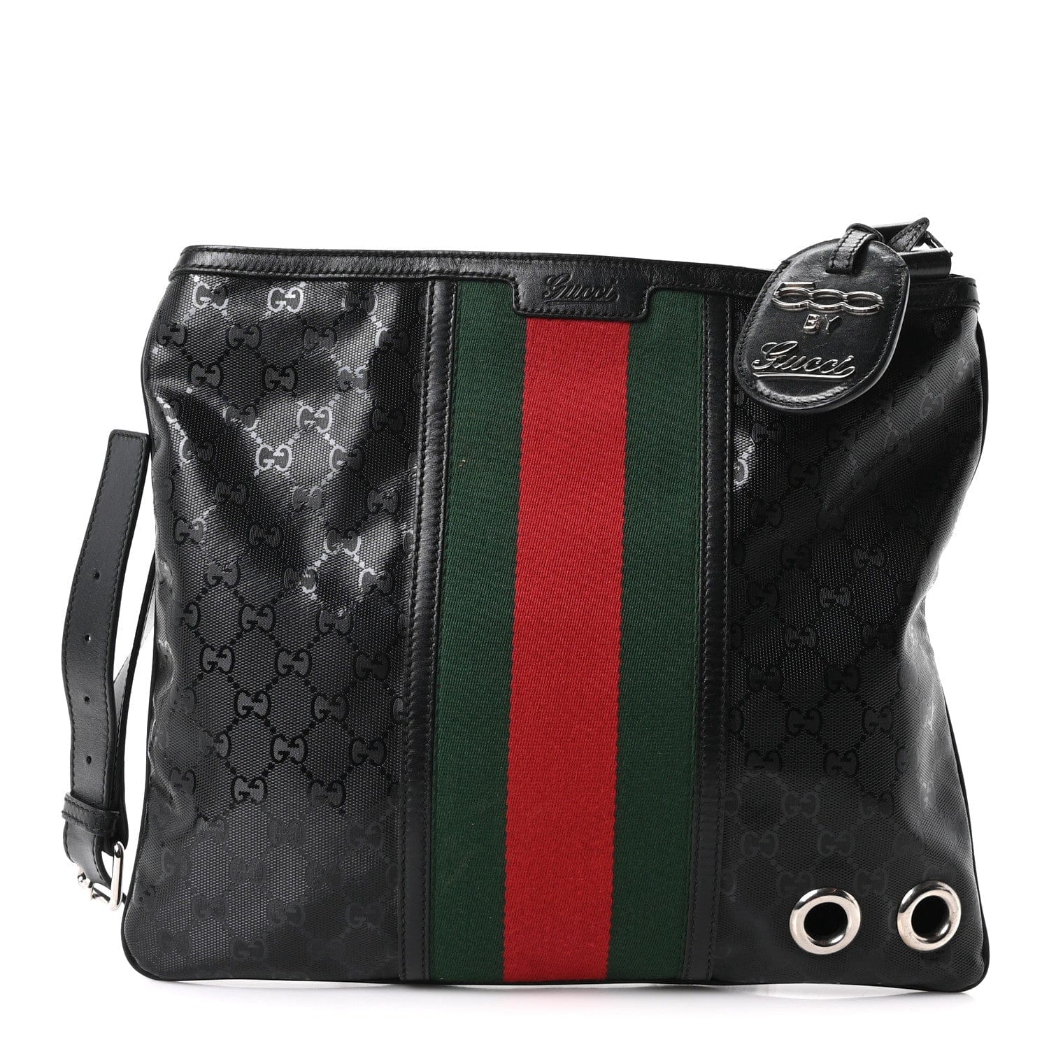 Gucci Imprime Monogram Web Medium 500 by Gucci Flat Messenger Bag Black