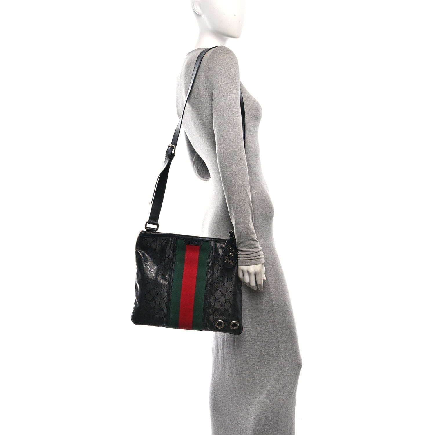 Gucci Imprime Monogram Web Medium 500 by Gucci Flat Messenger Bag Black