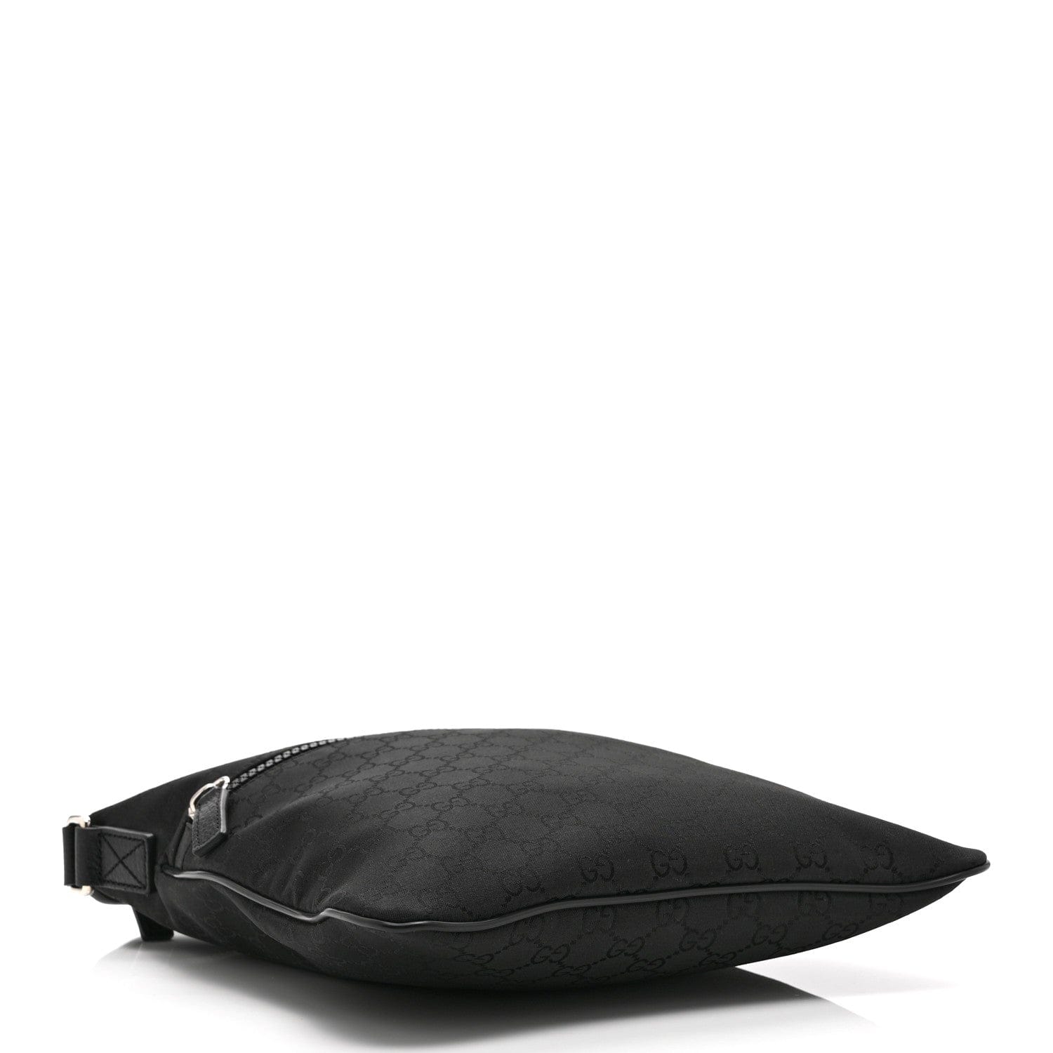 Gucci Nylon Monogram Medium Flat Messenger Bag Black