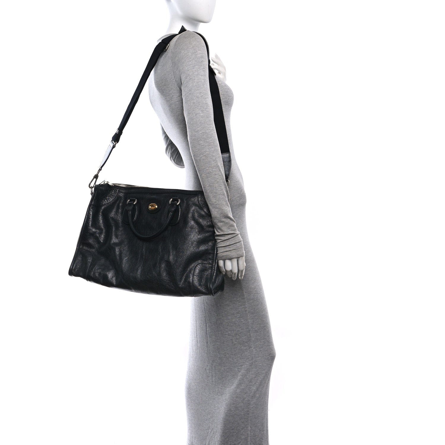 Gucci Fluffy Calfskin Morpheus Weekender Duffle Black