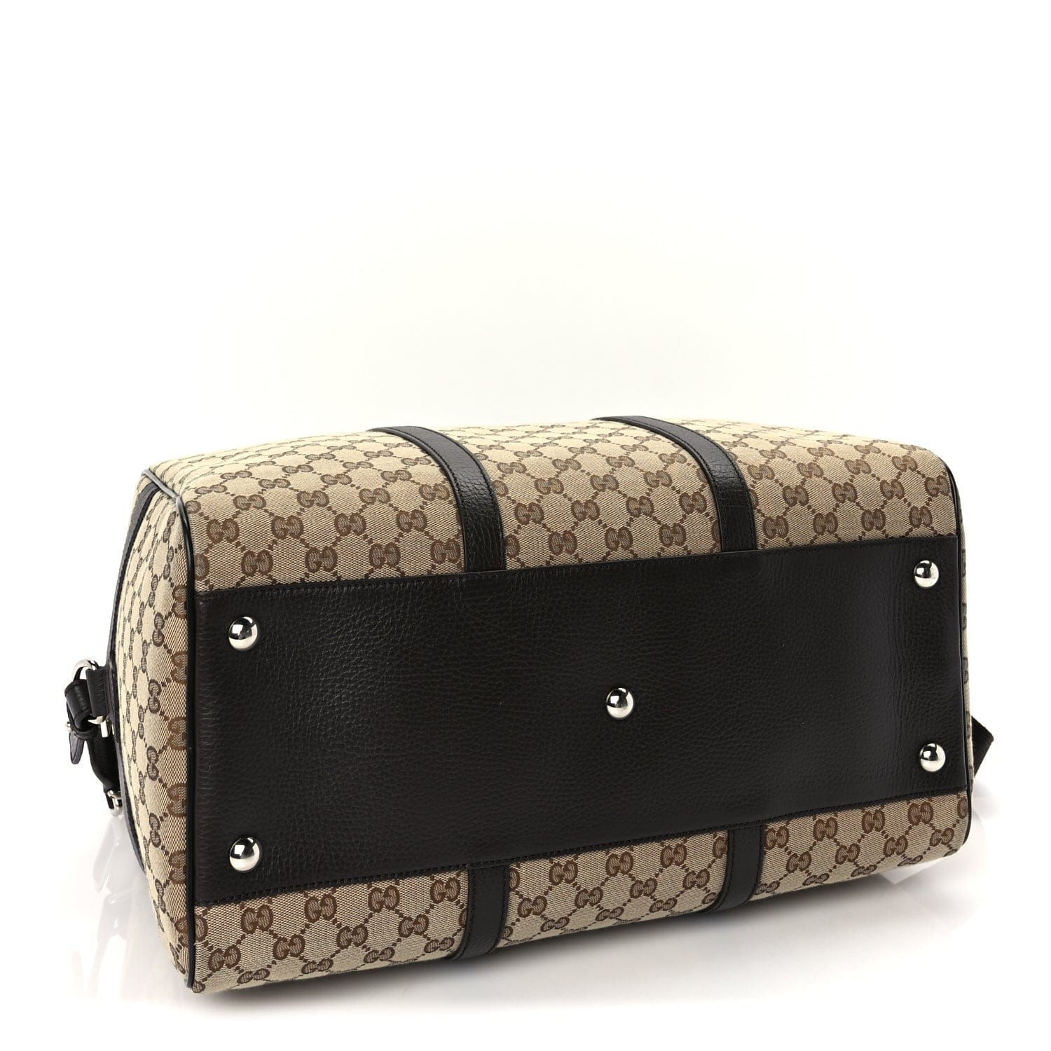 Gucci Monogram Dollar Calfskin Boston Duffle Bag Beige Ebony Testa di Moro Marrone Scuro