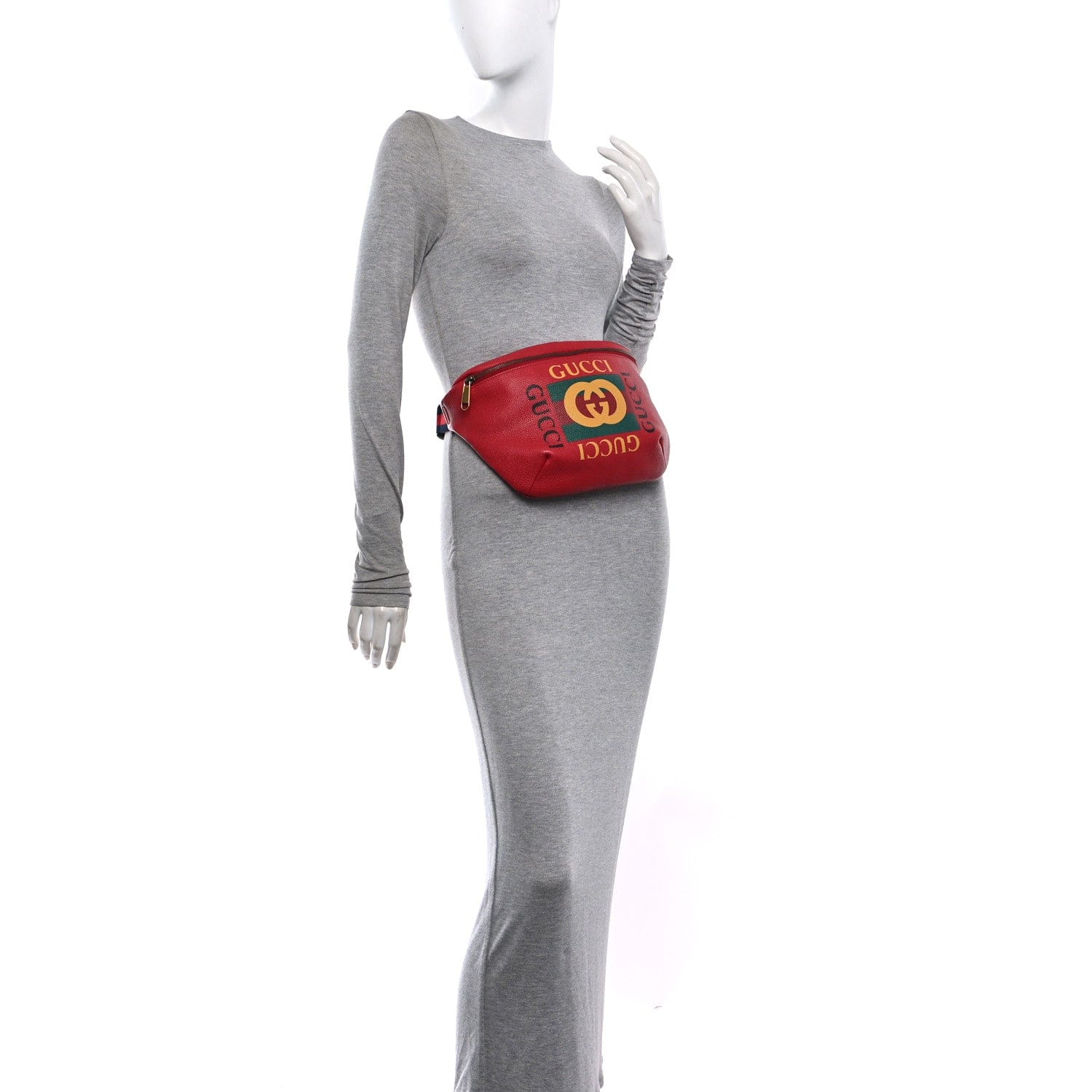 Gucci Grained Calfskin Logo Belt Bag Hibiscus Red Hibiscus Red
