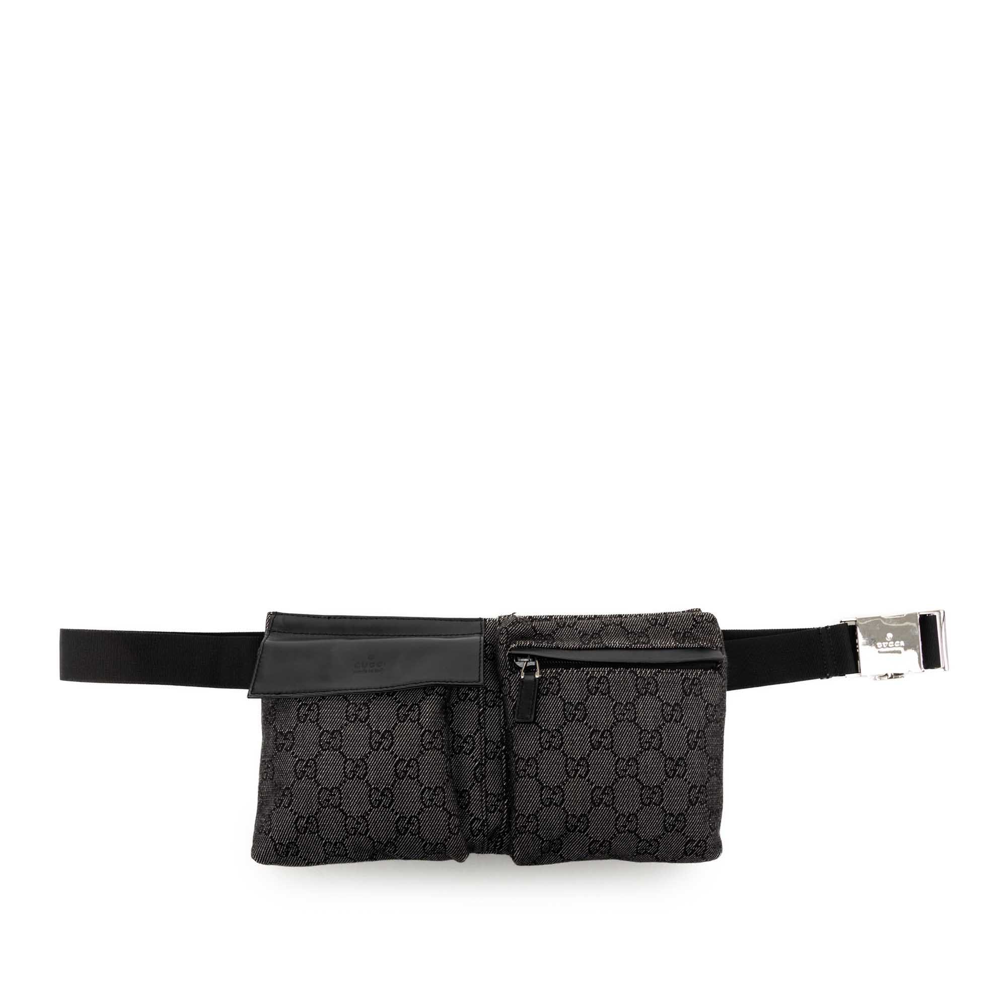 Gucci GG Denim Double Pocket Belt Bag