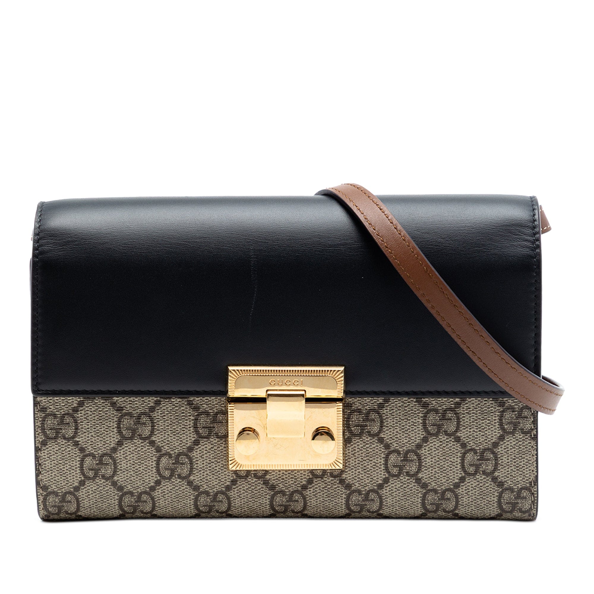 Gucci Small GG Supreme Padlock Wallet on Strap