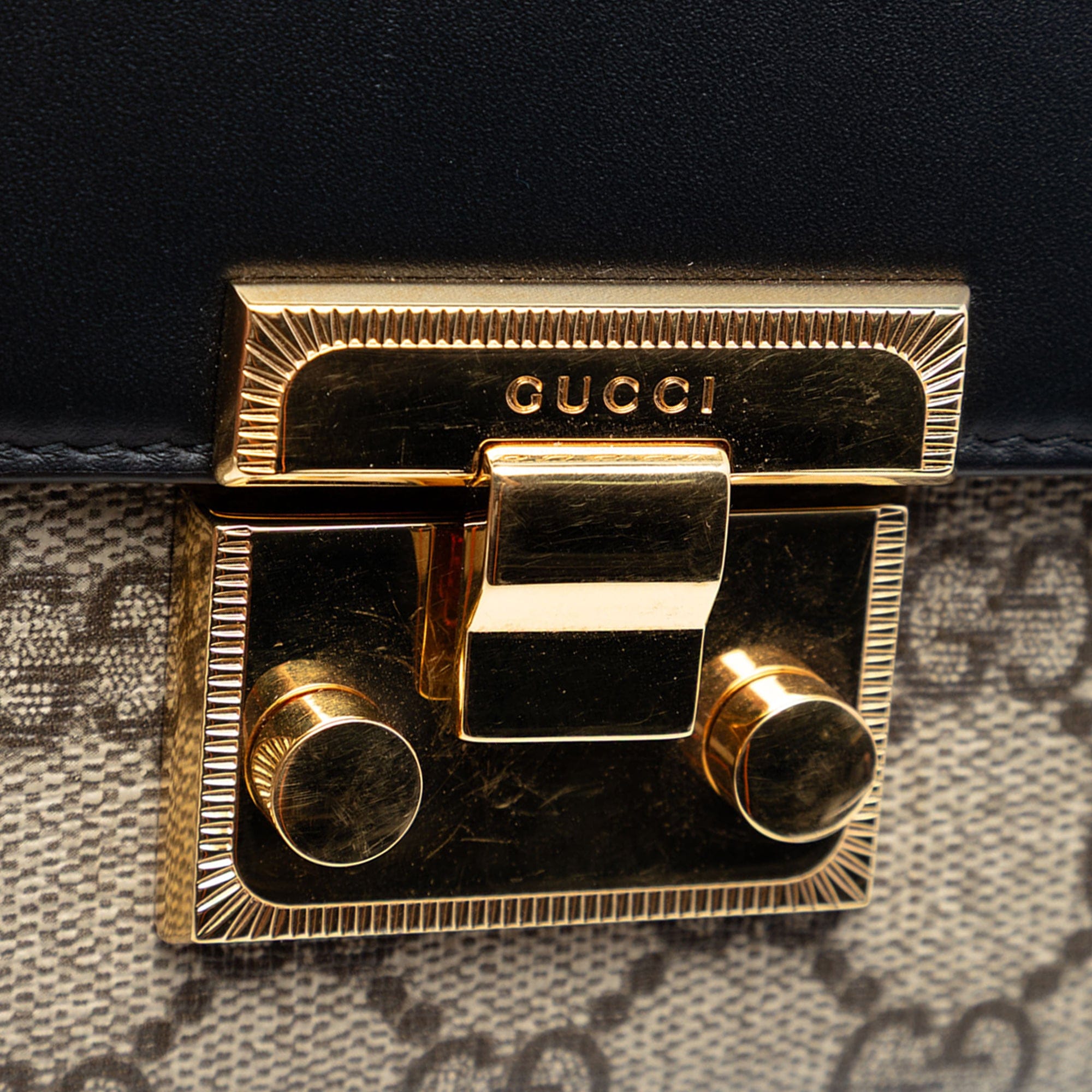 Gucci Small GG Supreme Padlock Wallet on Strap