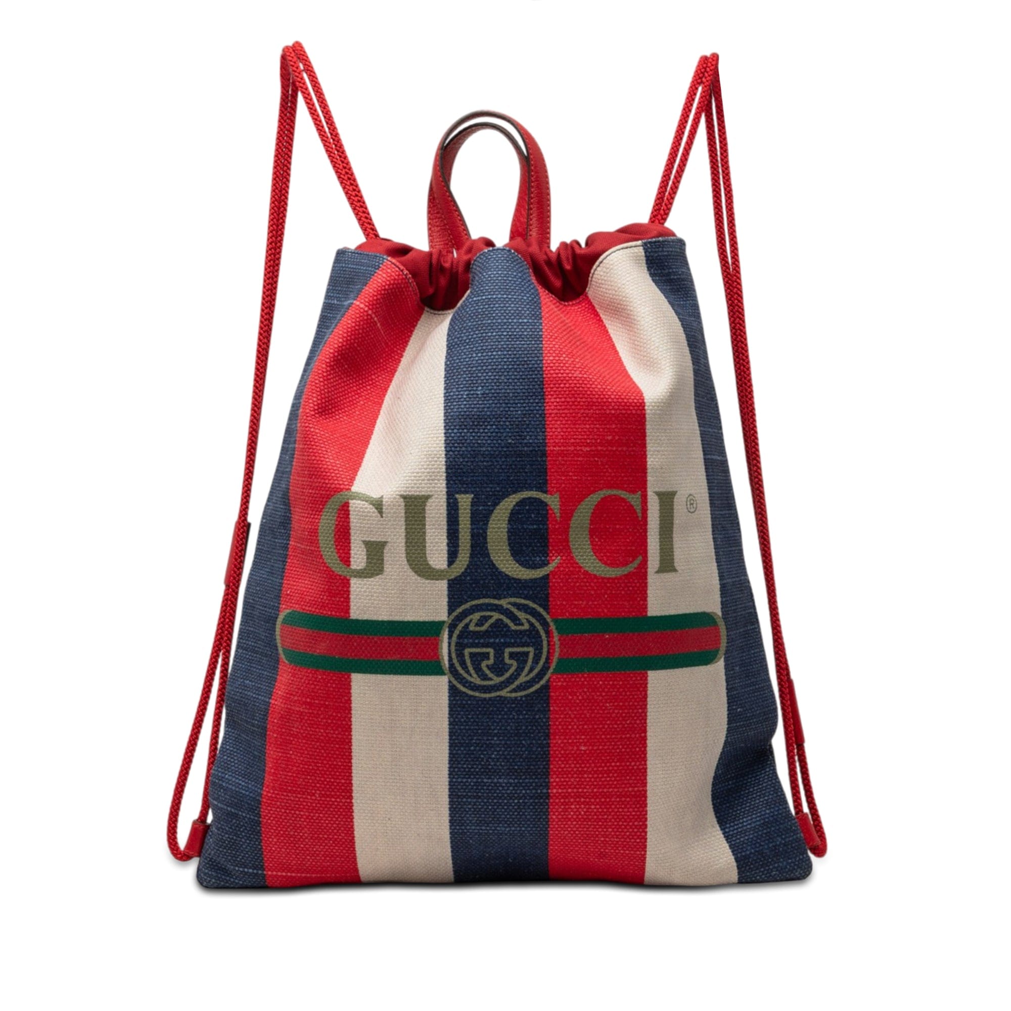 Gucci Canvas Baiadera Striped Drawstring Backpack