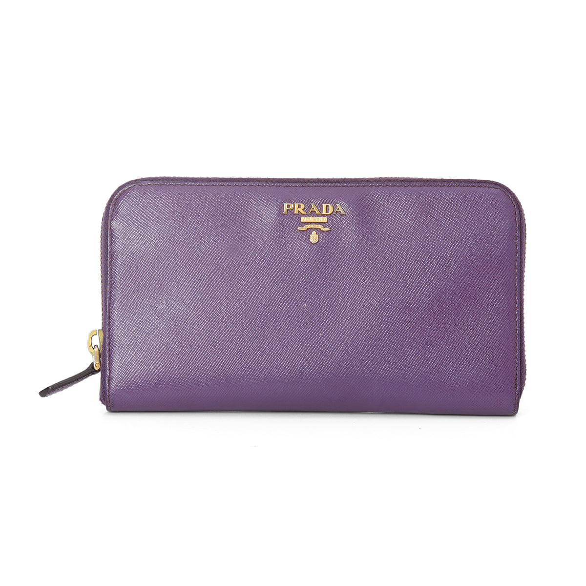 Prada Purple Saffiano Leather Zip Around Wallet