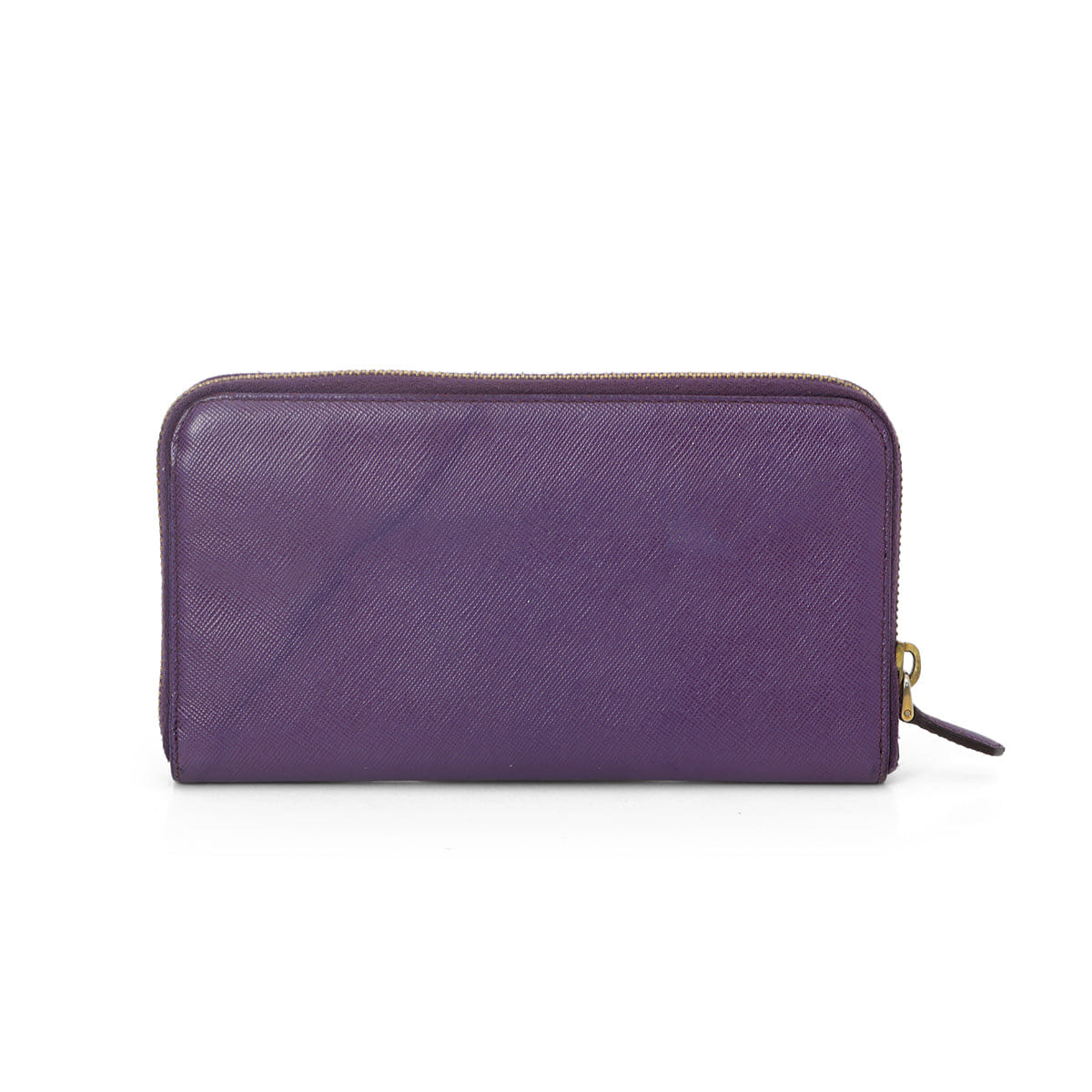 Prada Purple Saffiano Leather Zip Around Wallet