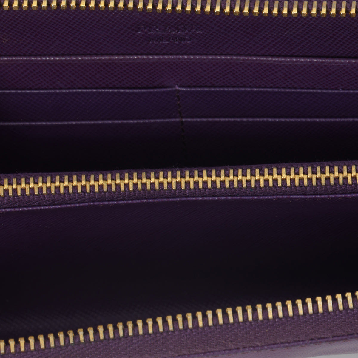 Prada Purple Saffiano Leather Zip Around Wallet