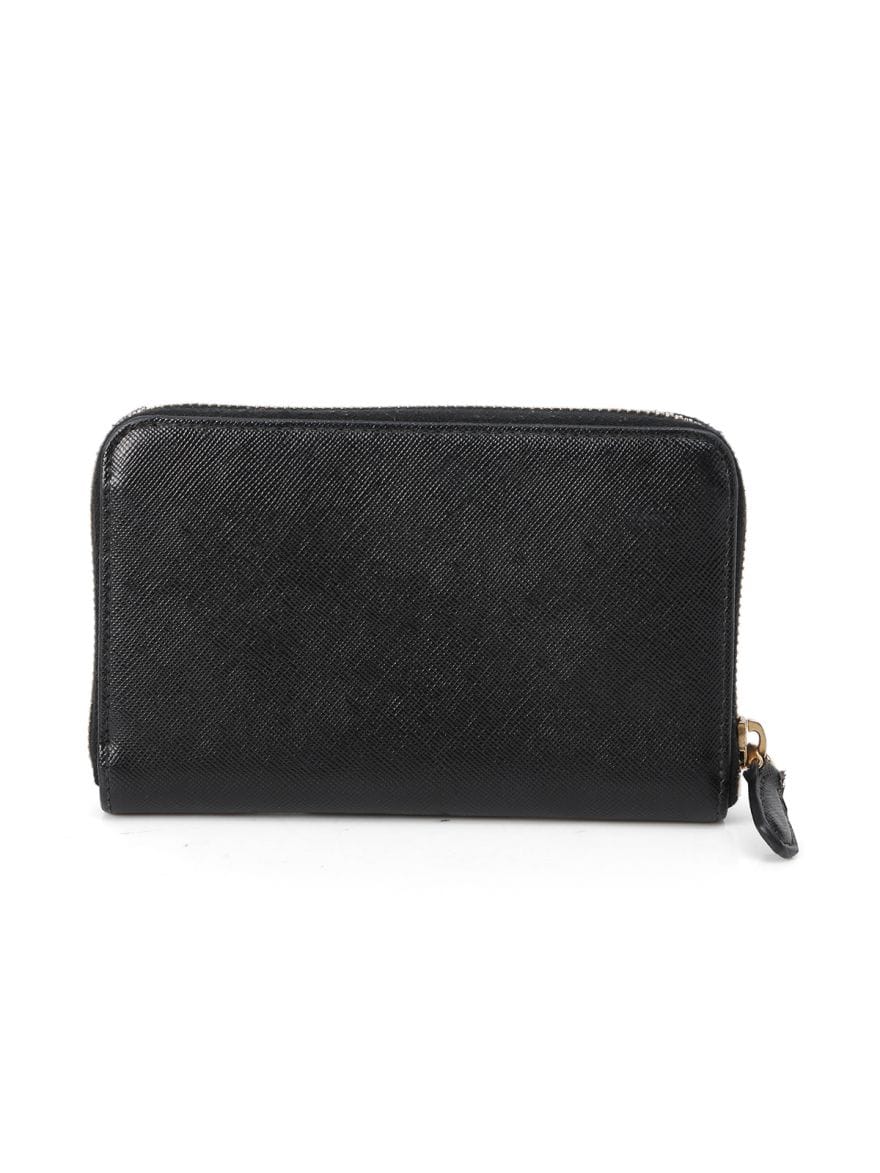 Prada Black Saffiano Leather Compact Zippy Wallet Small