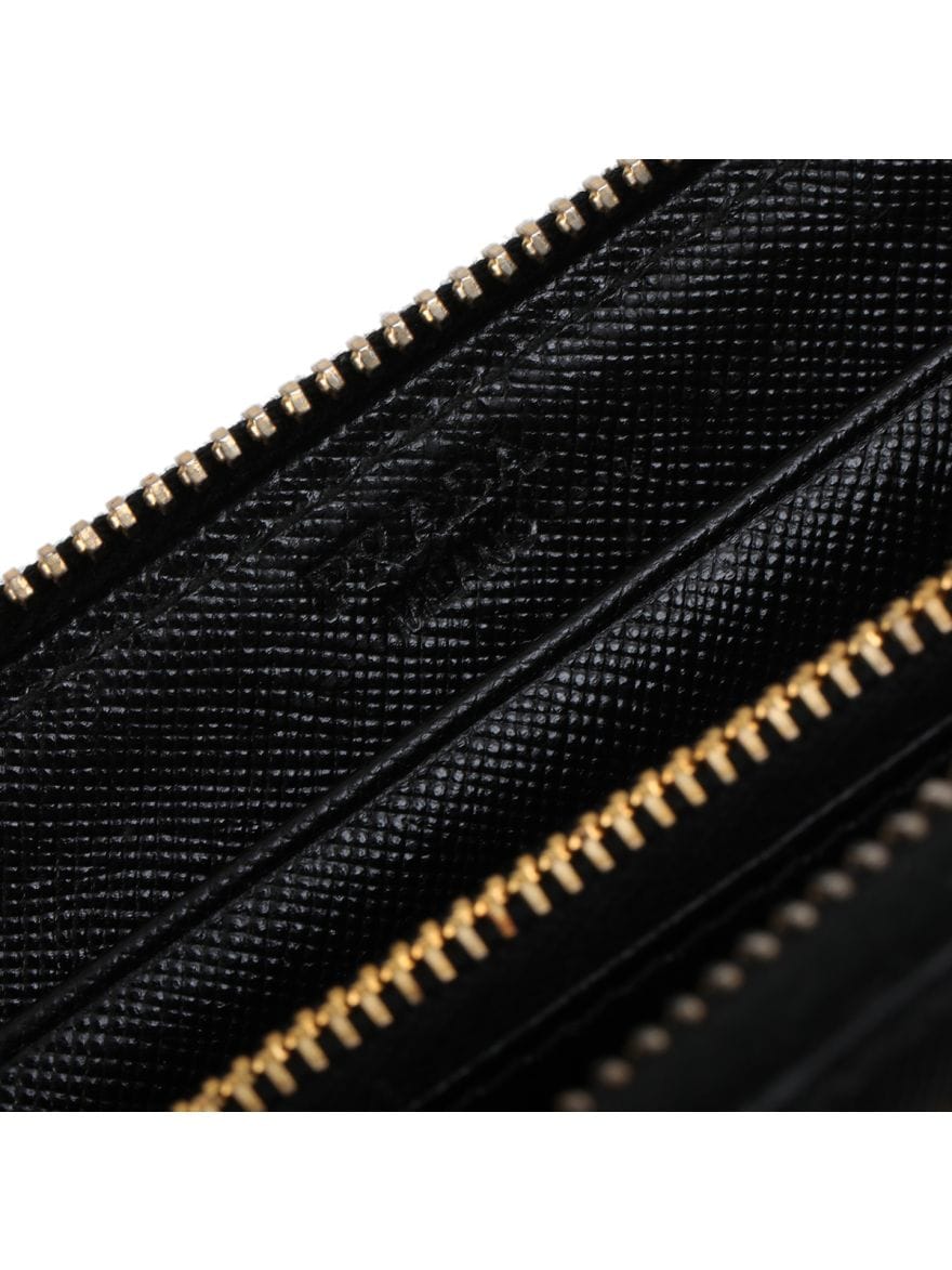 Prada Black Saffiano Leather Compact Zippy Wallet Small