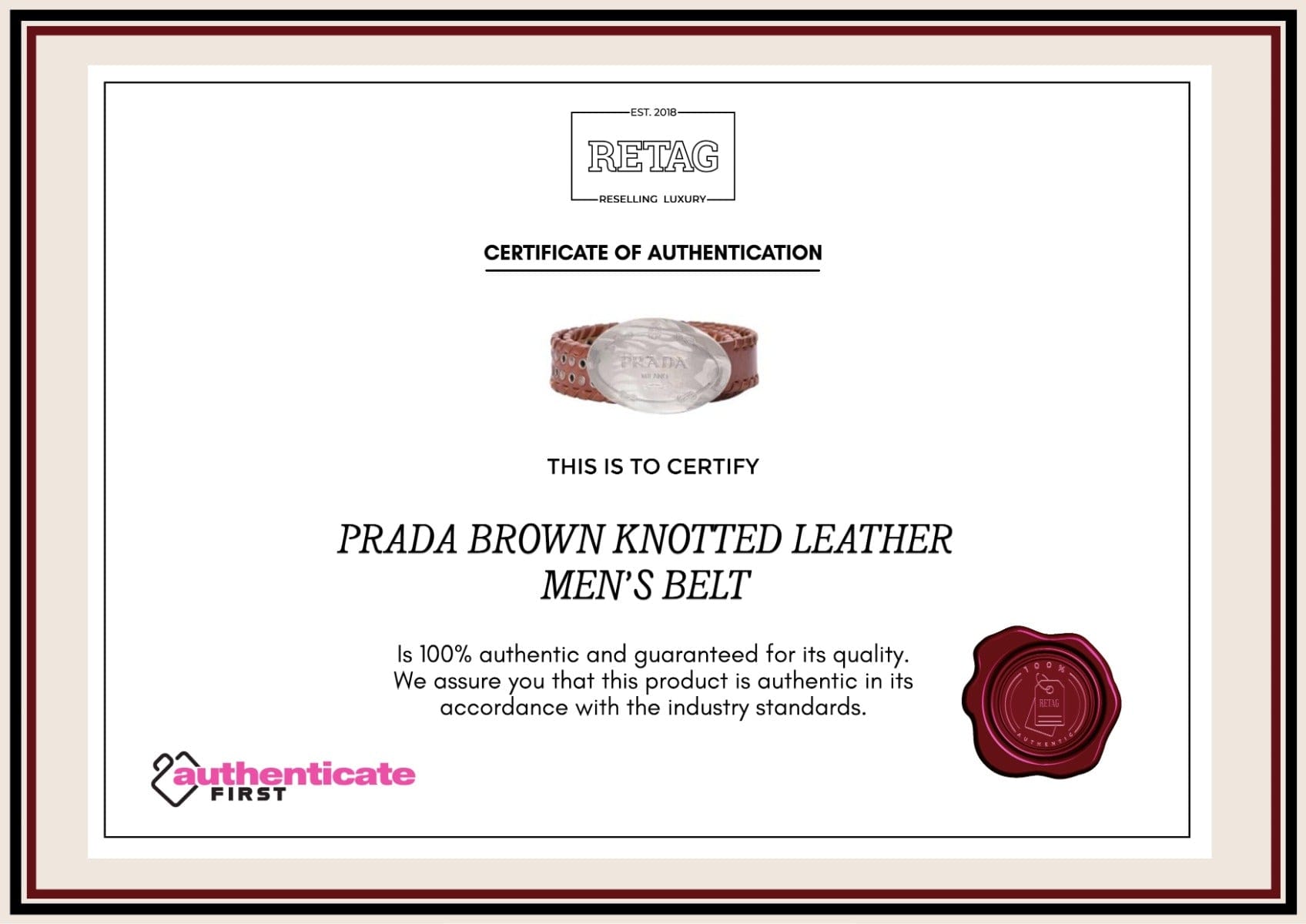 Prada Brown Knotted Leather Men'S Belt