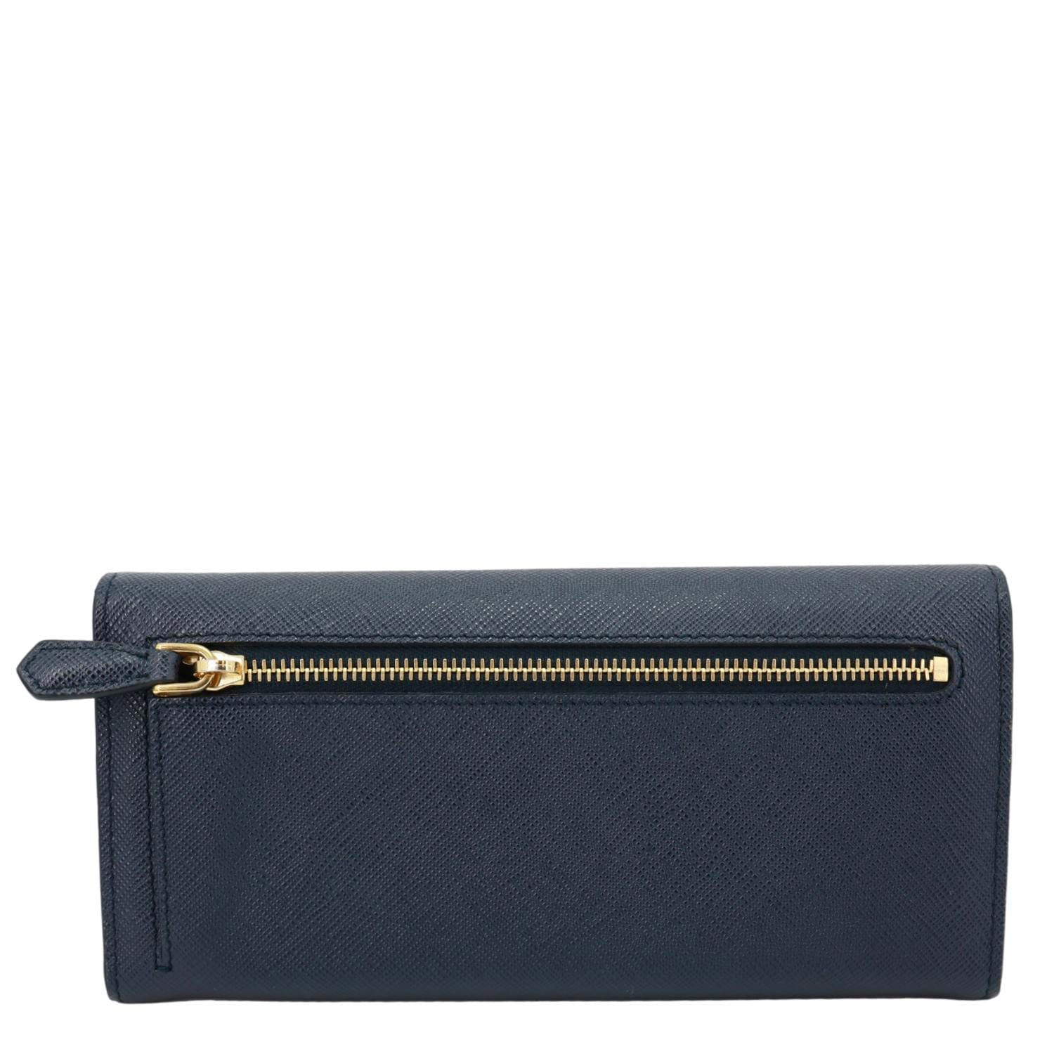 PRADA Saffiano Leather Continental Wallet Navy Blue