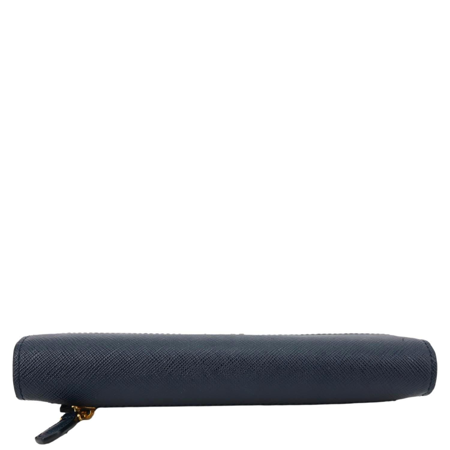 PRADA Saffiano Leather Continental Wallet Navy Blue