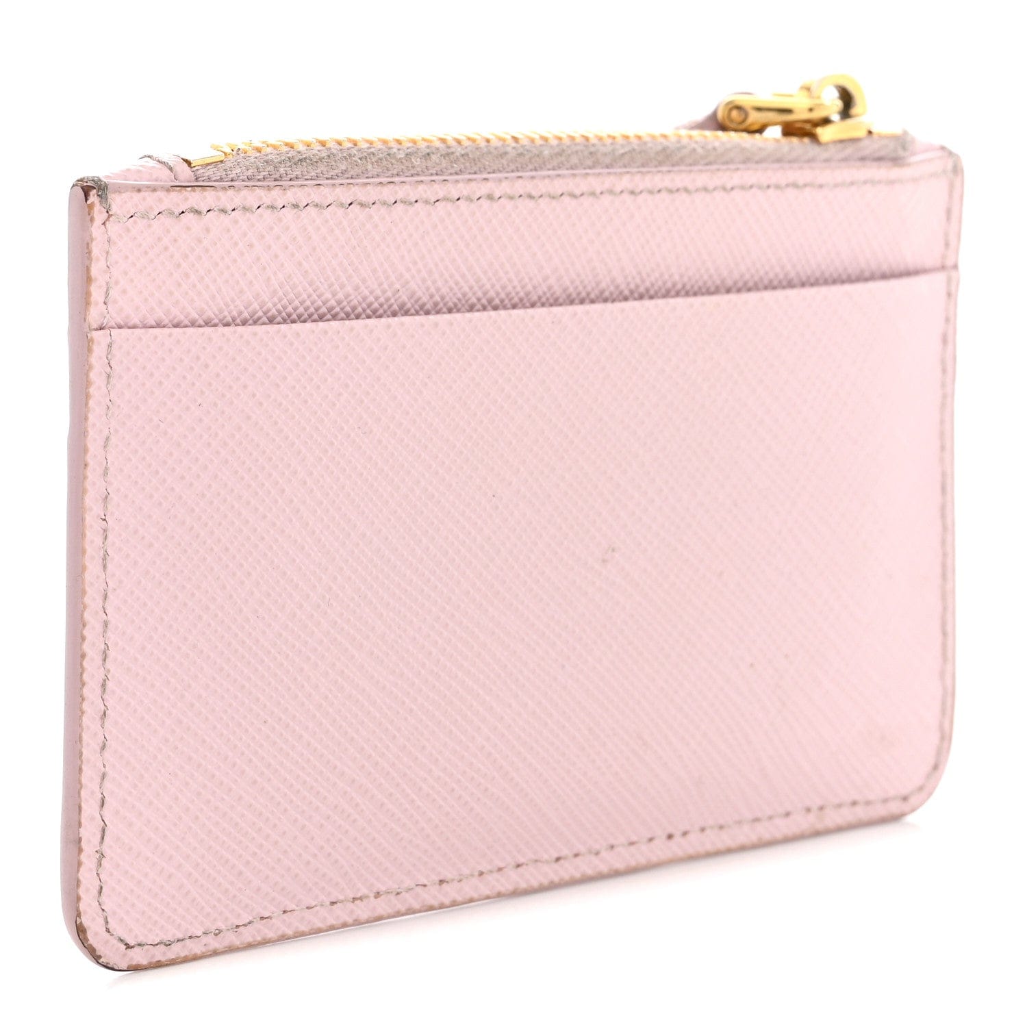 Prada Saffiano City Calf Coin Case Card Holder Alabastro