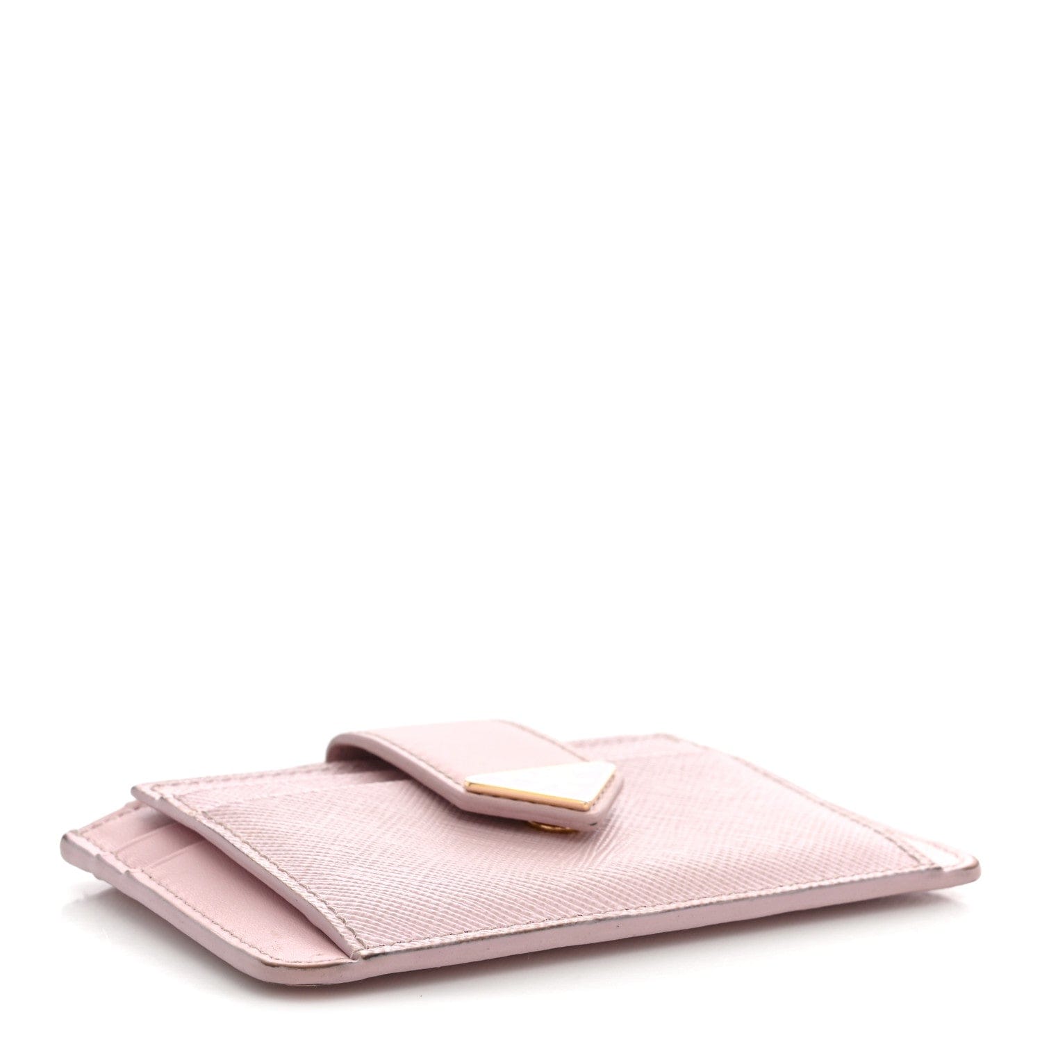 Prada Saffiano City Calf Coin Case Card Holder Alabastro