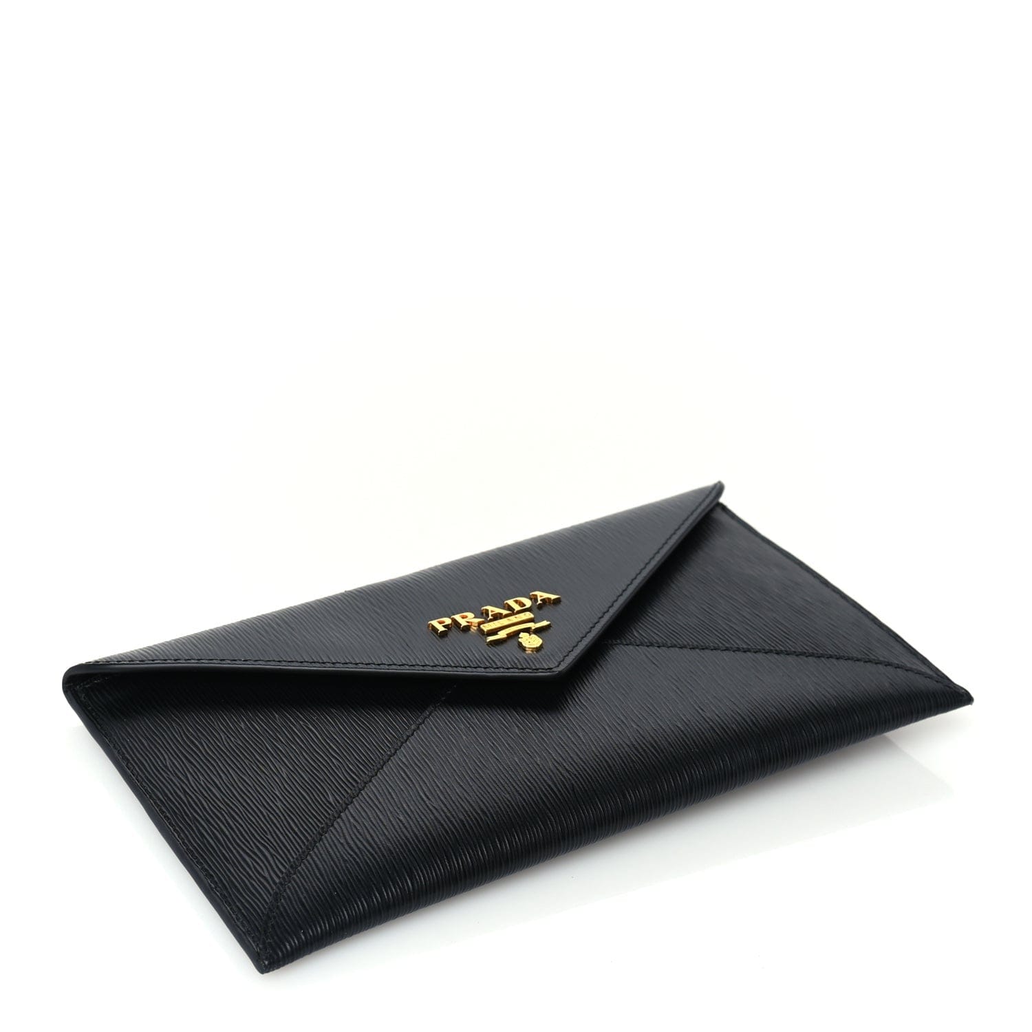 Prada Saffiano Metal Envelope Wallet Black