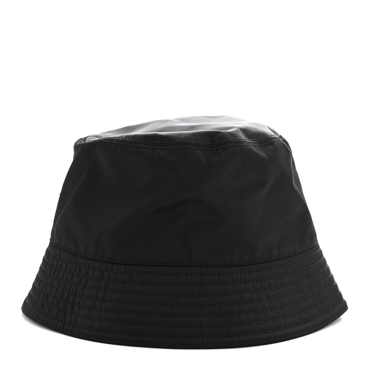 Prada Re - Nylon Metal Triangle Logo Womens Bucket Hat L Black