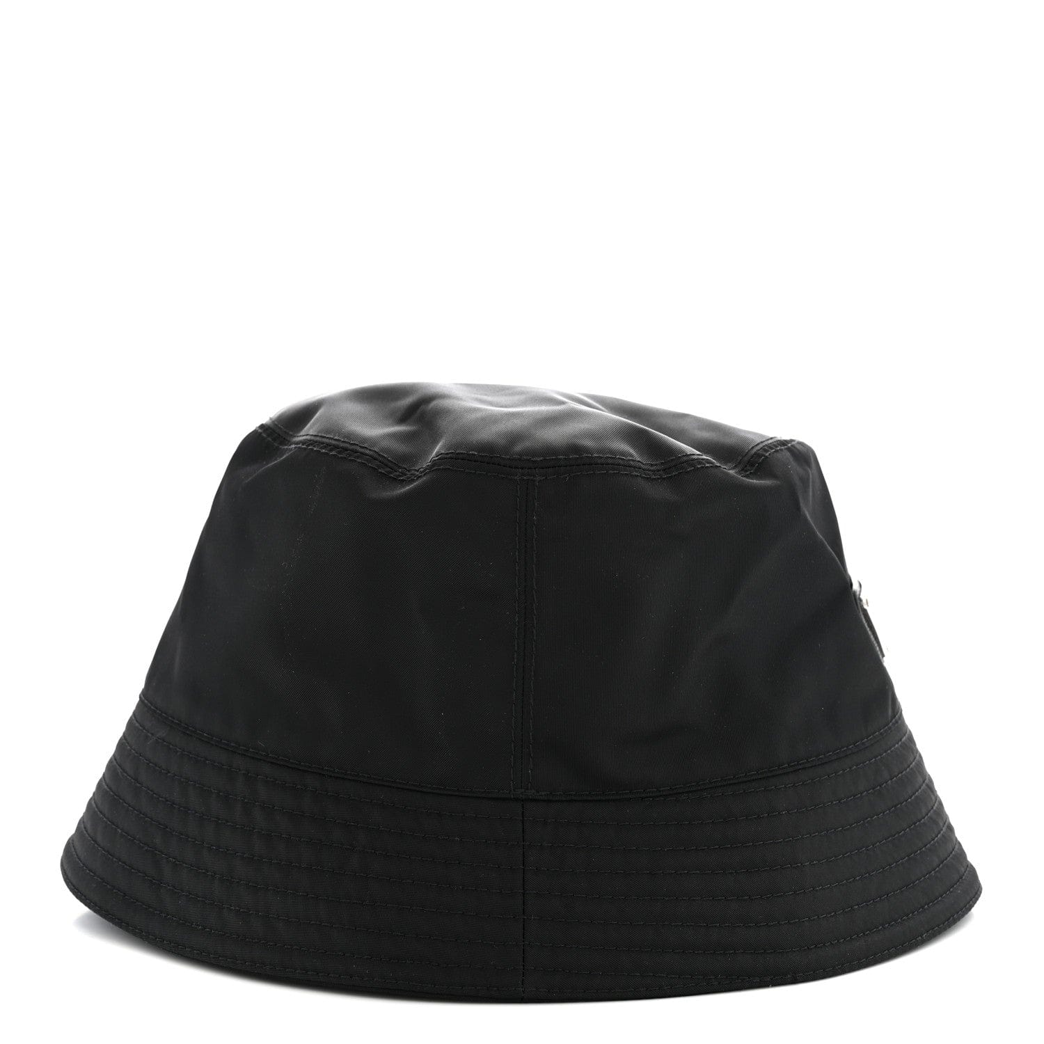 Prada Re - Nylon Metal Triangle Logo Womens Bucket Hat L Black
