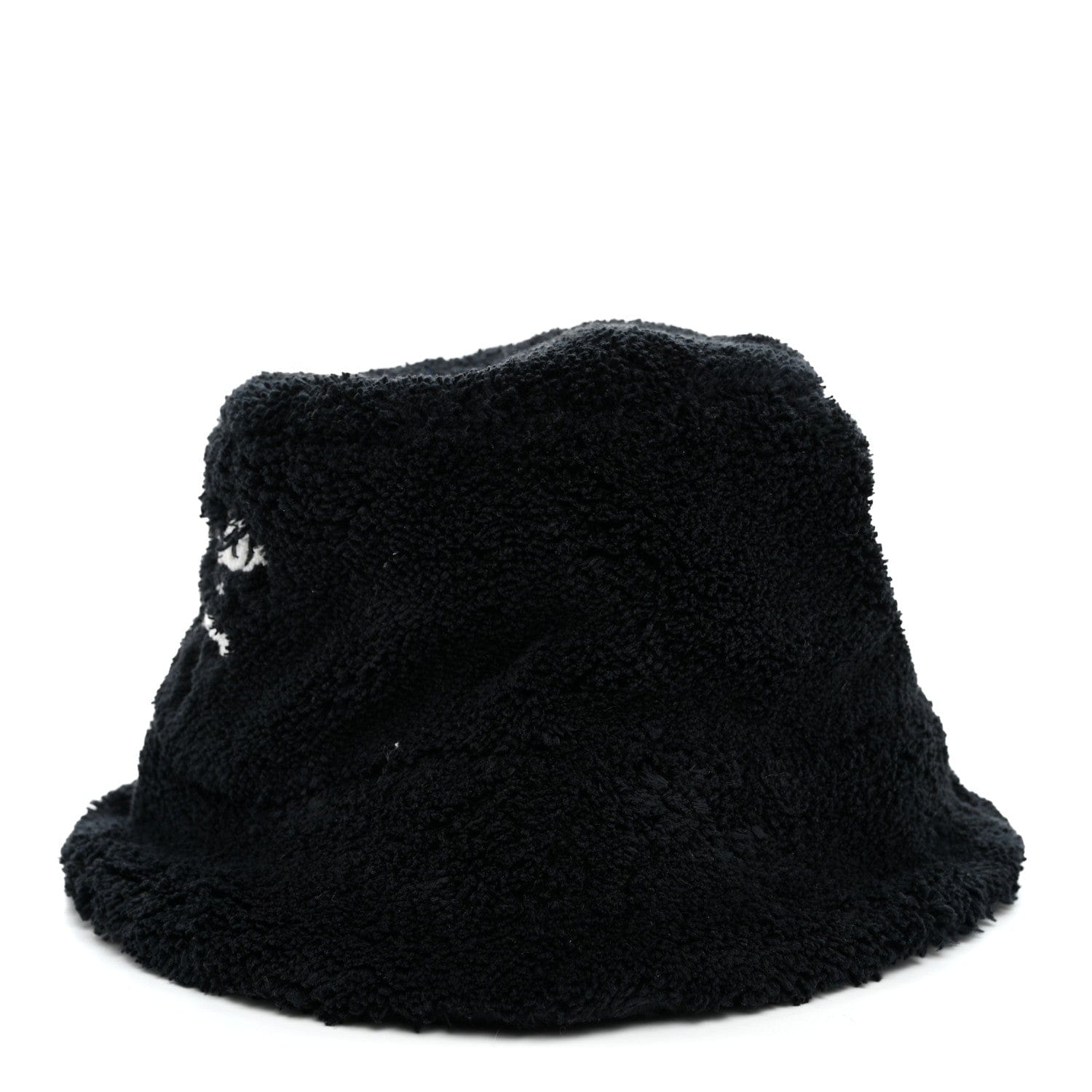 Prada Terry Cloth Logo Embroidered Womens Bucket Hat S Black White
