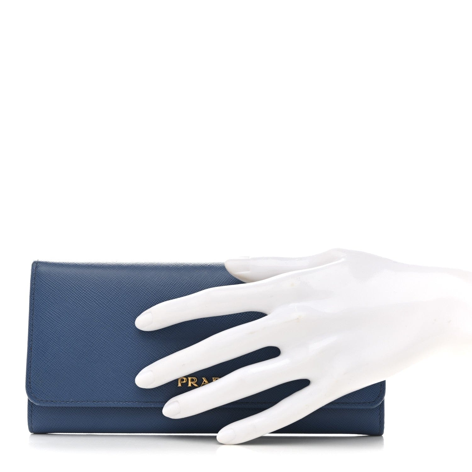 Prada Saffiano Bi - Color Metal Continental Flap Wallet Cobalto Black