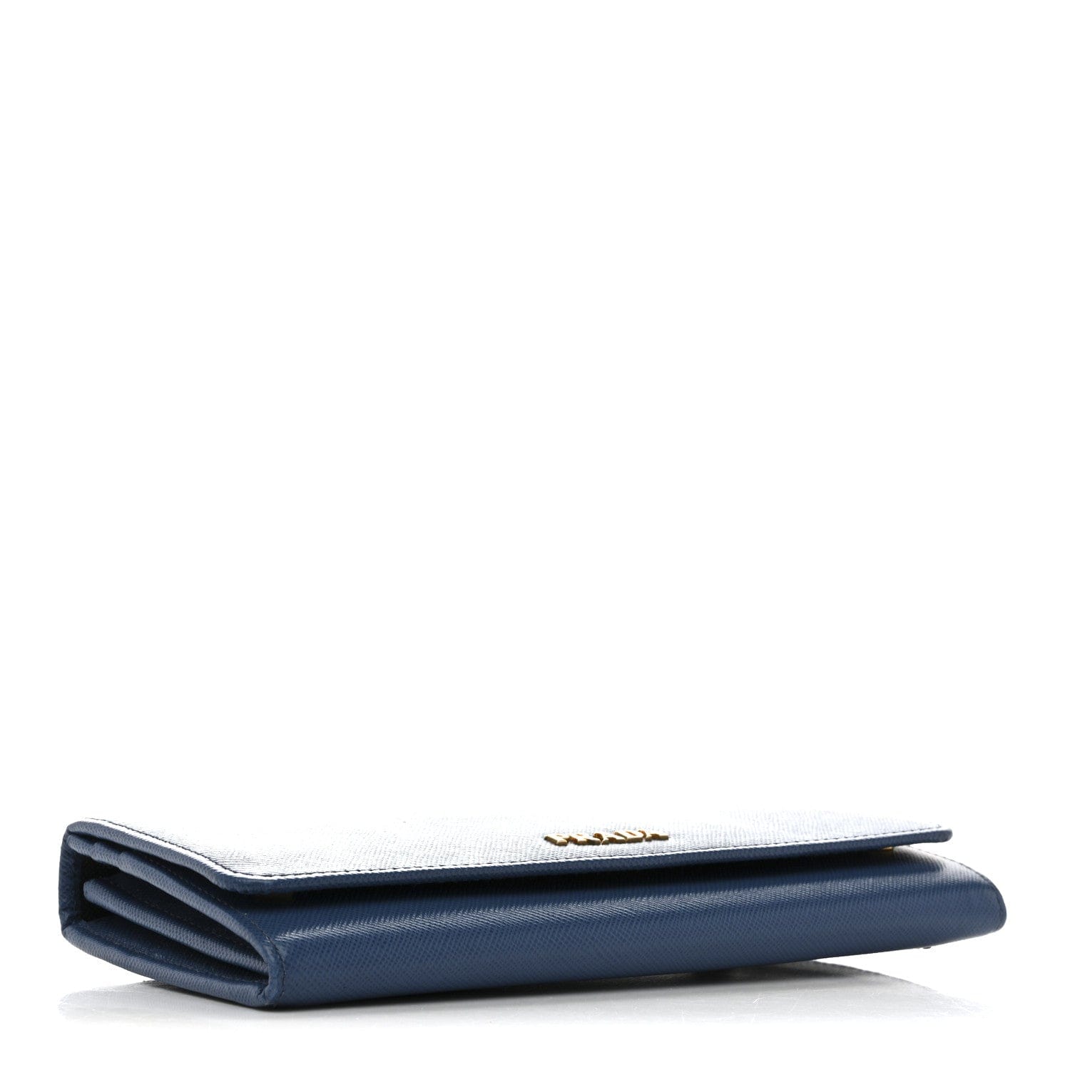 Prada Saffiano Bi - Color Metal Continental Flap Wallet Cobalto Black