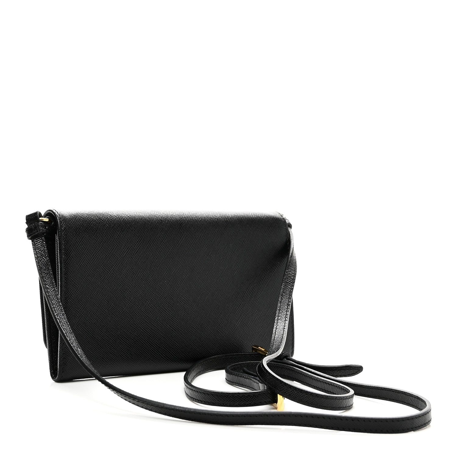 Prada Saffiano Bow Flap Wallet Black