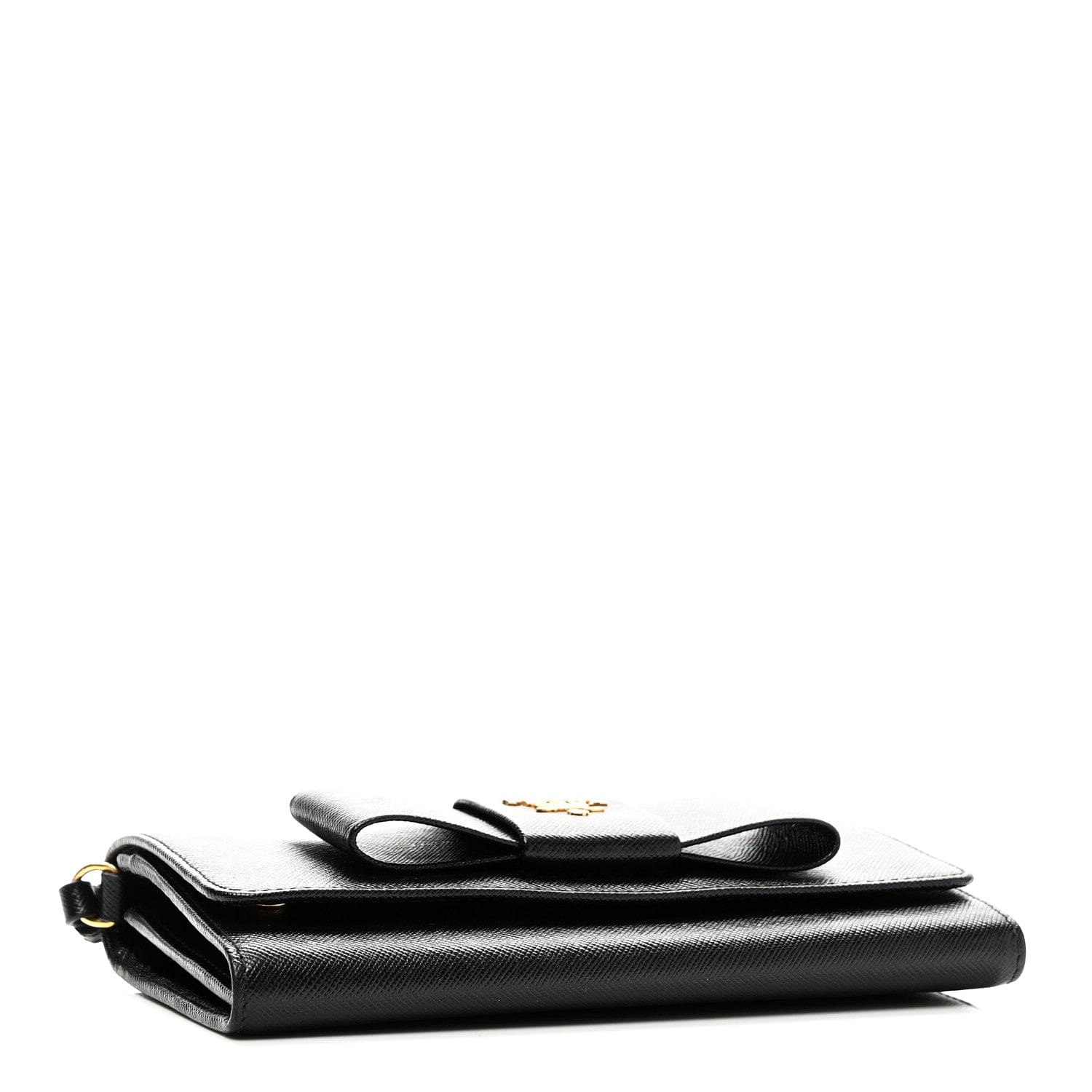 Prada Saffiano Bow Flap Wallet Black