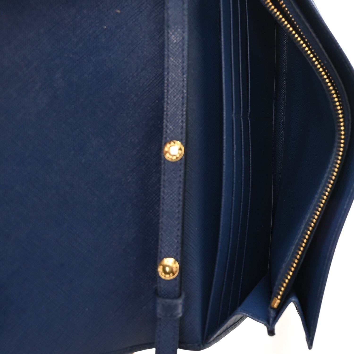 Prada Saffiano Metal Oro Chain Wallet Bleuette