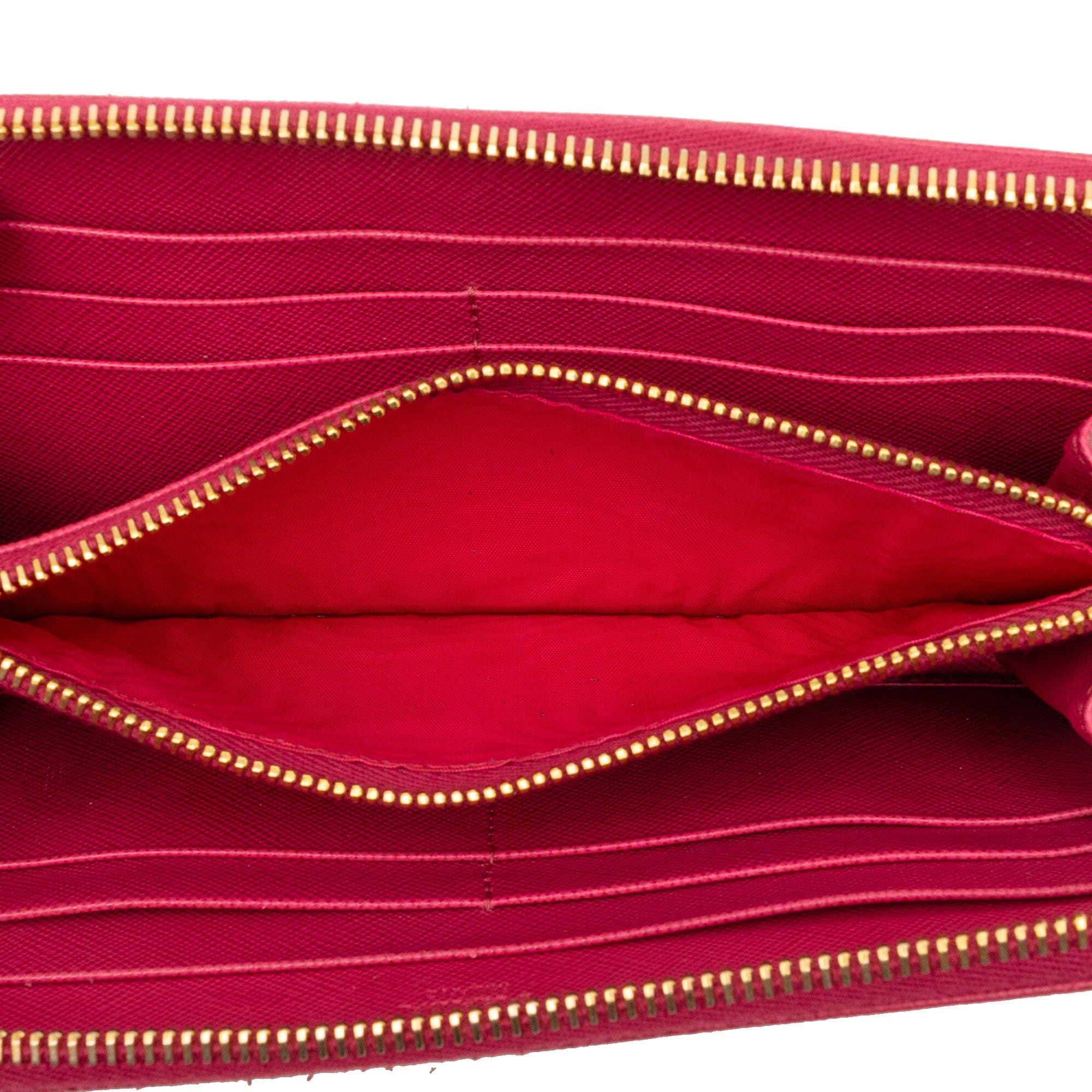 Prada Saffiano Zip Around Long Wallet