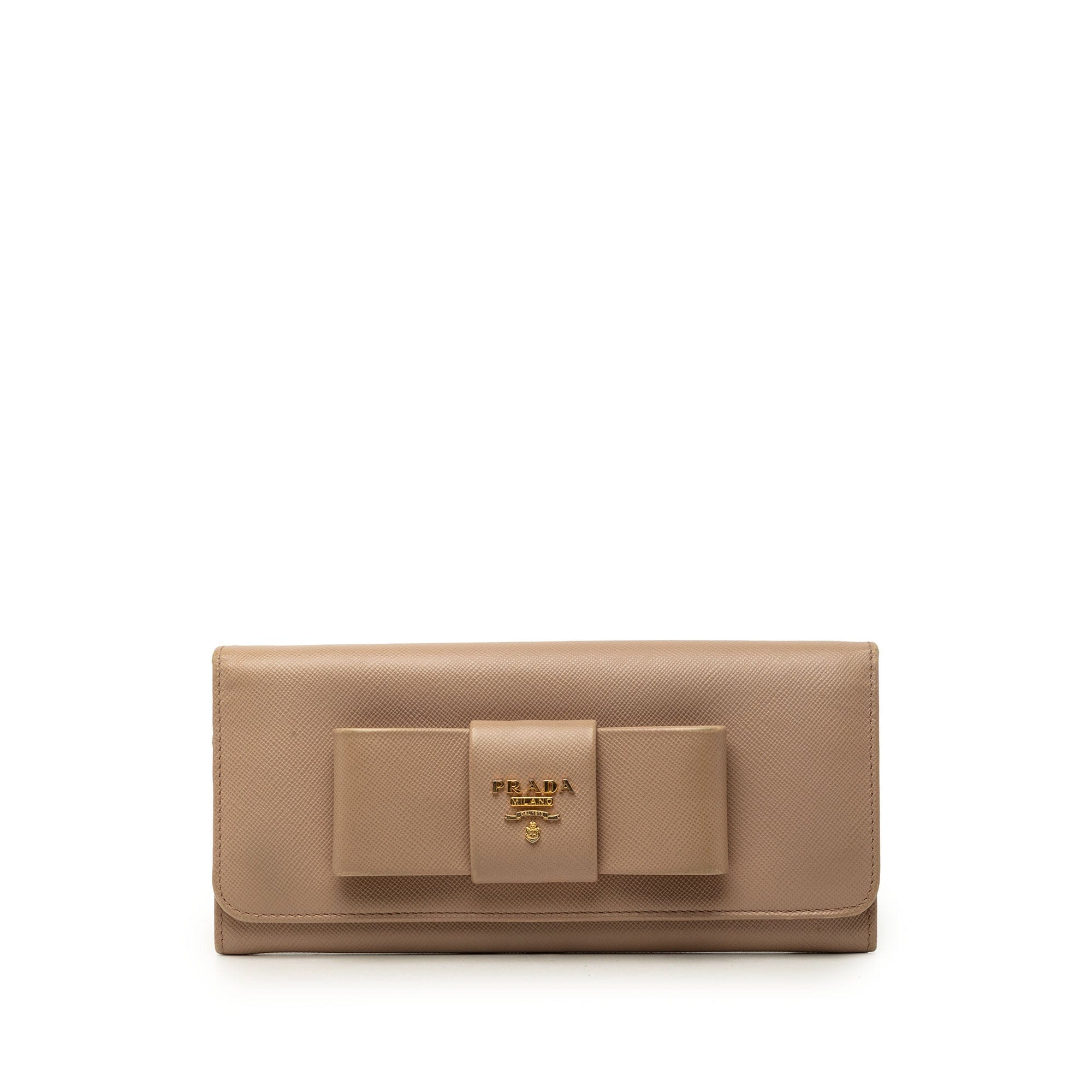Prada Saffiano Bow Continental Long Wallet