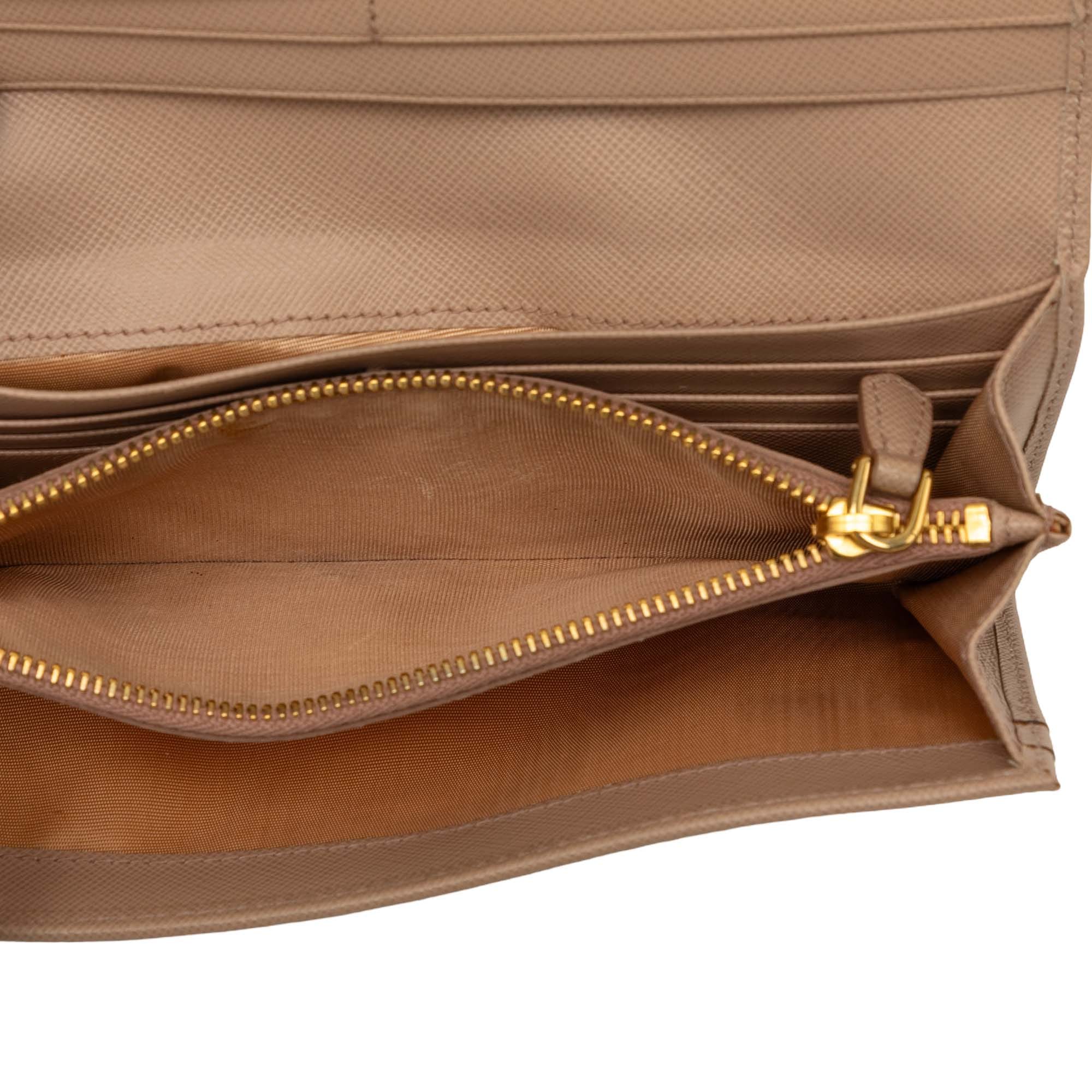 Prada Saffiano Bow Continental Long Wallet