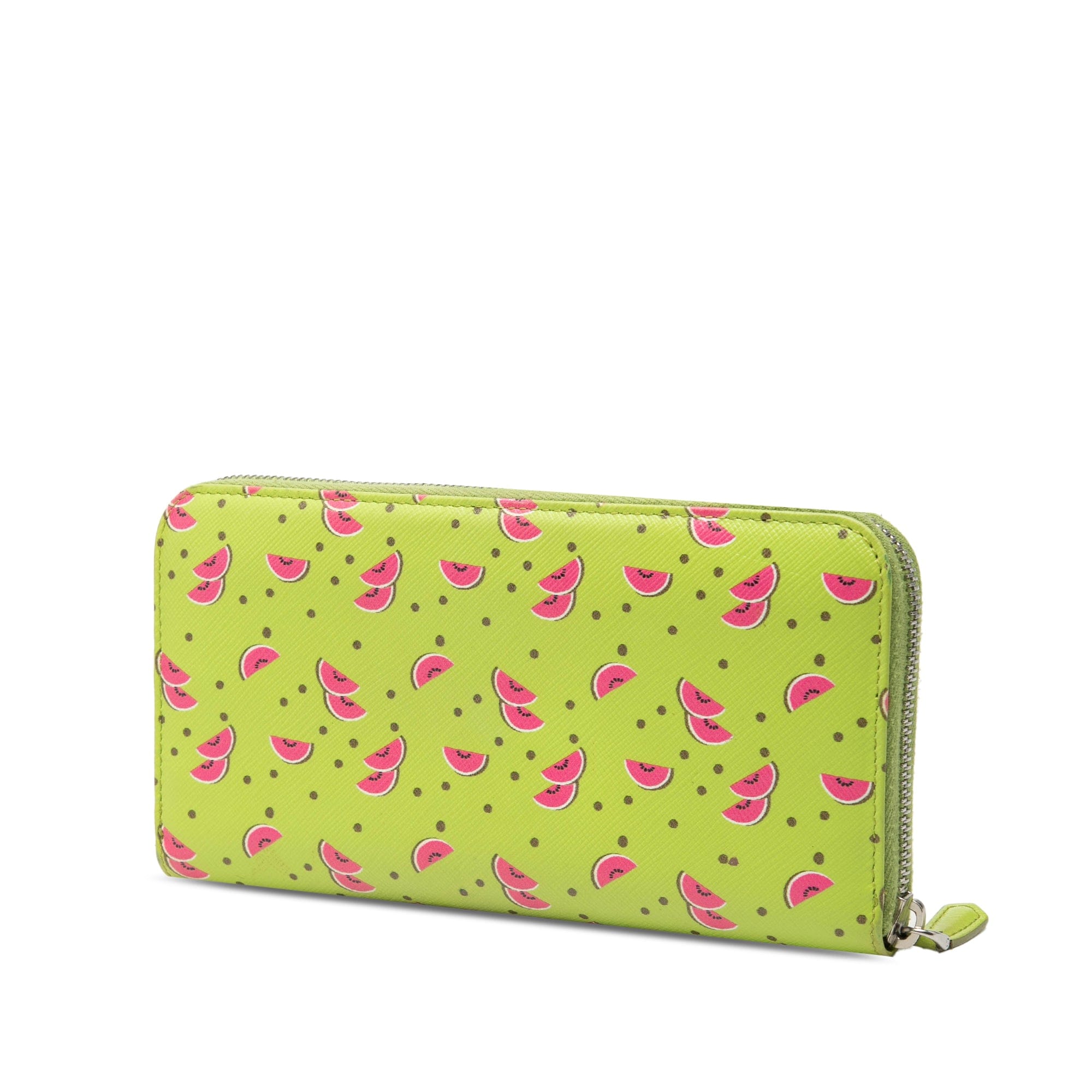 Prada Saffiano Watermelon Zip Around Long Wallet