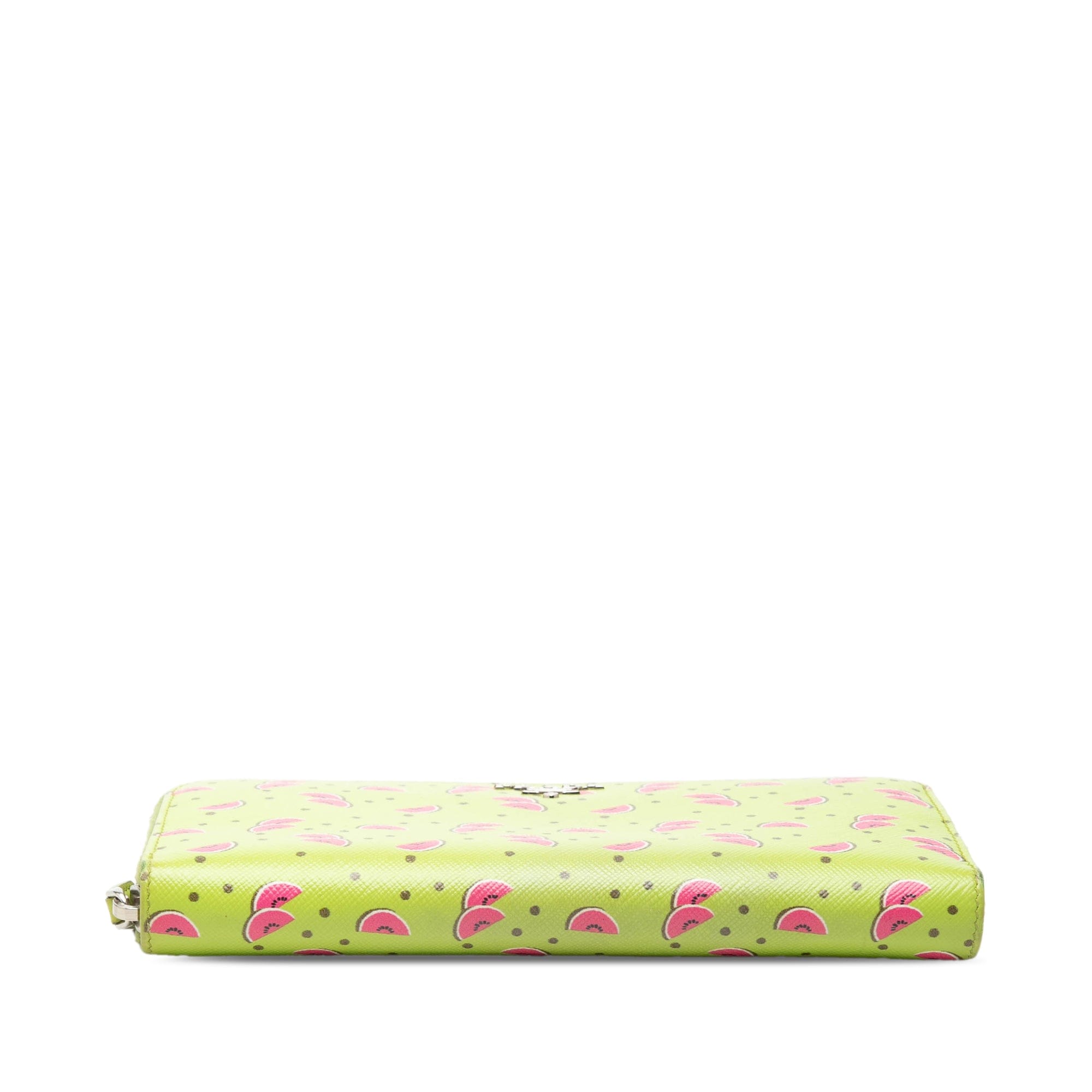 Prada Saffiano Watermelon Zip Around Long Wallet