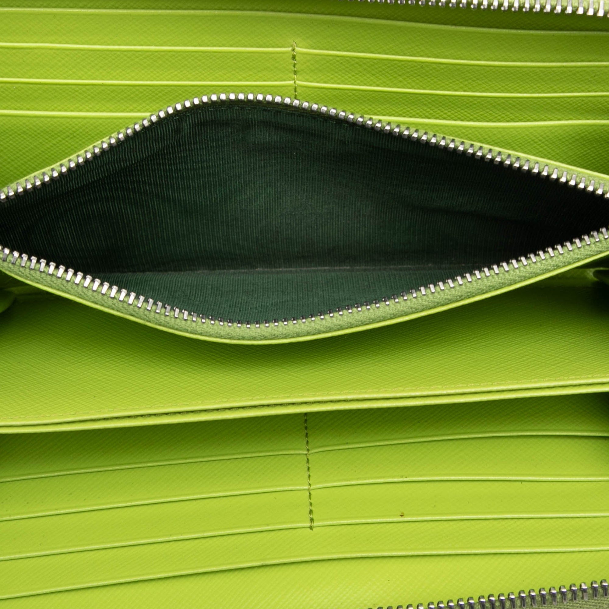 Prada Saffiano Watermelon Zip Around Long Wallet