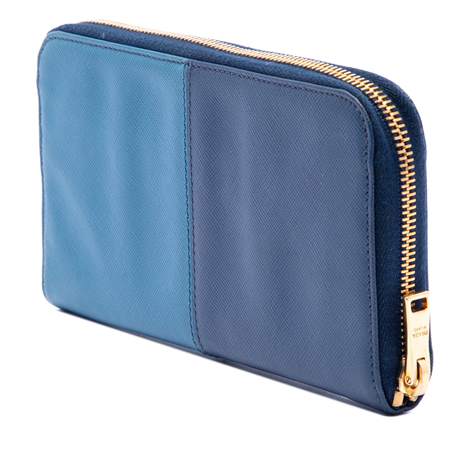 Prada Bicolor Saffiano Bow Zip Long Wallet