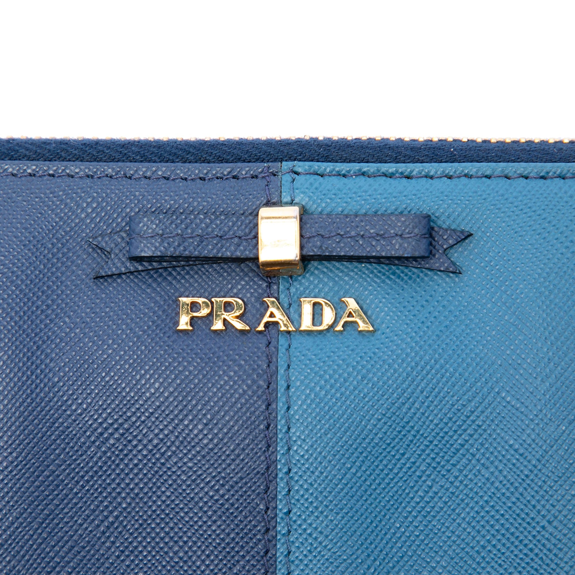 Prada Bicolor Saffiano Bow Zip Long Wallet