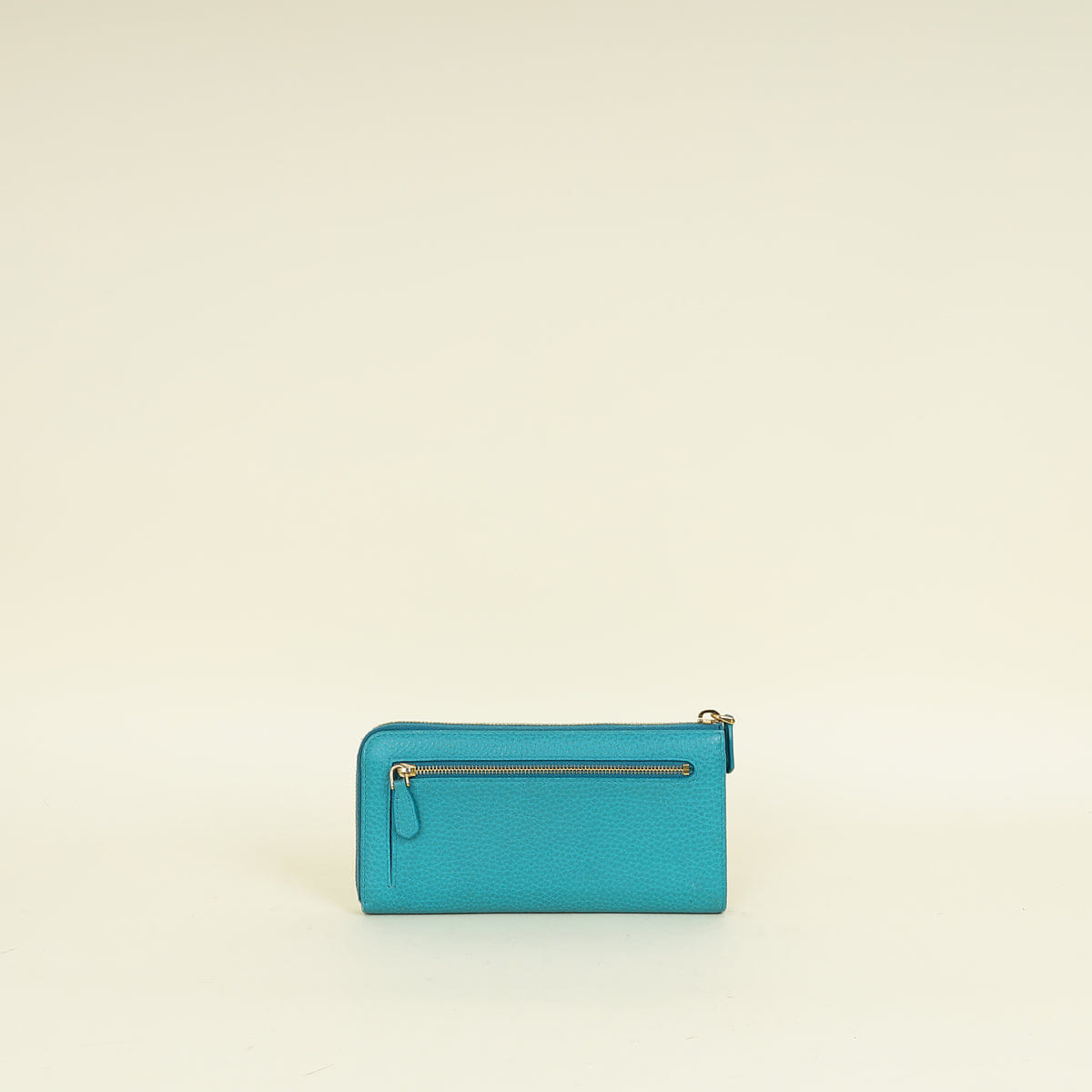 Prada Turquoise Vitello Daino Half Zip Wallet