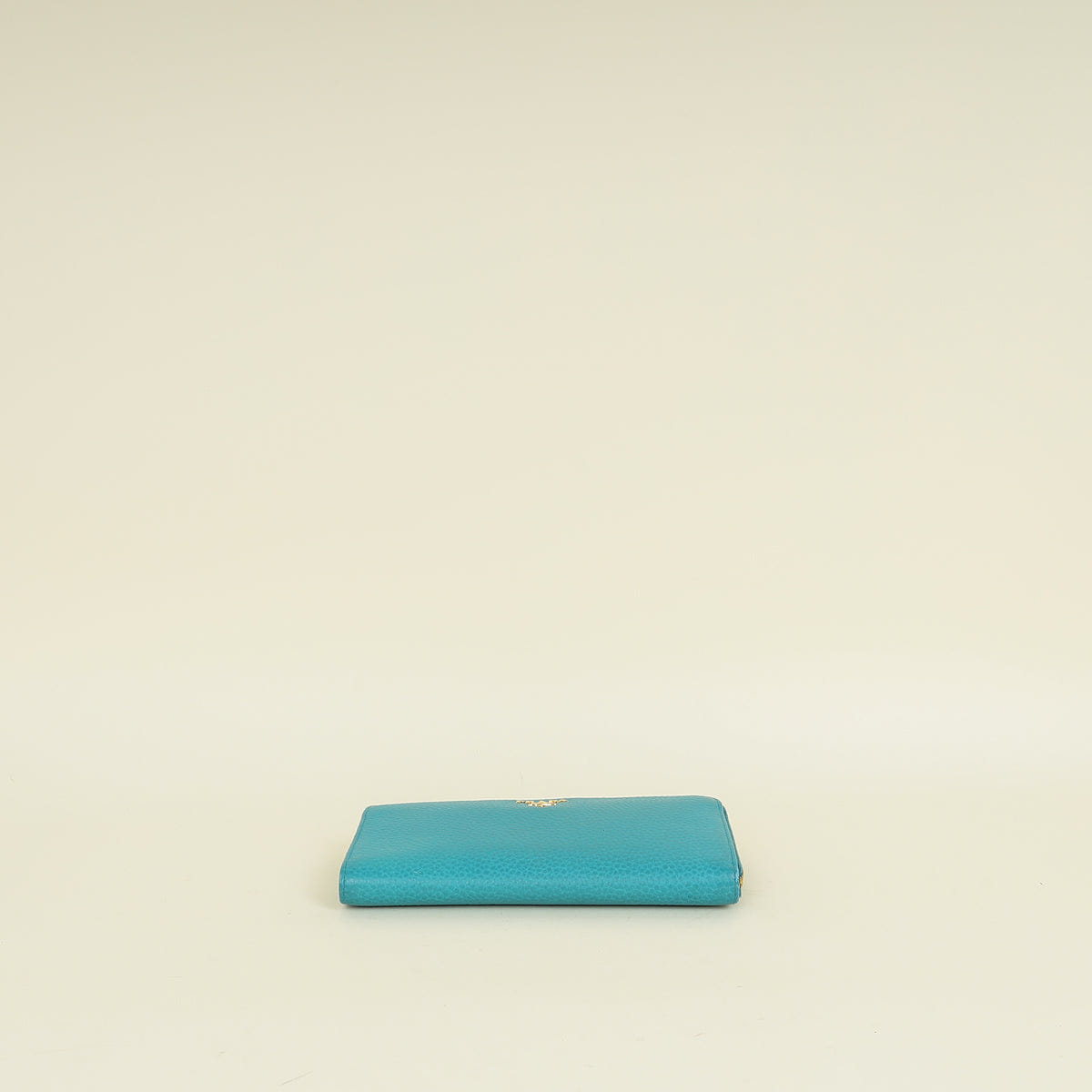 Prada Turquoise Vitello Daino Half Zip Wallet