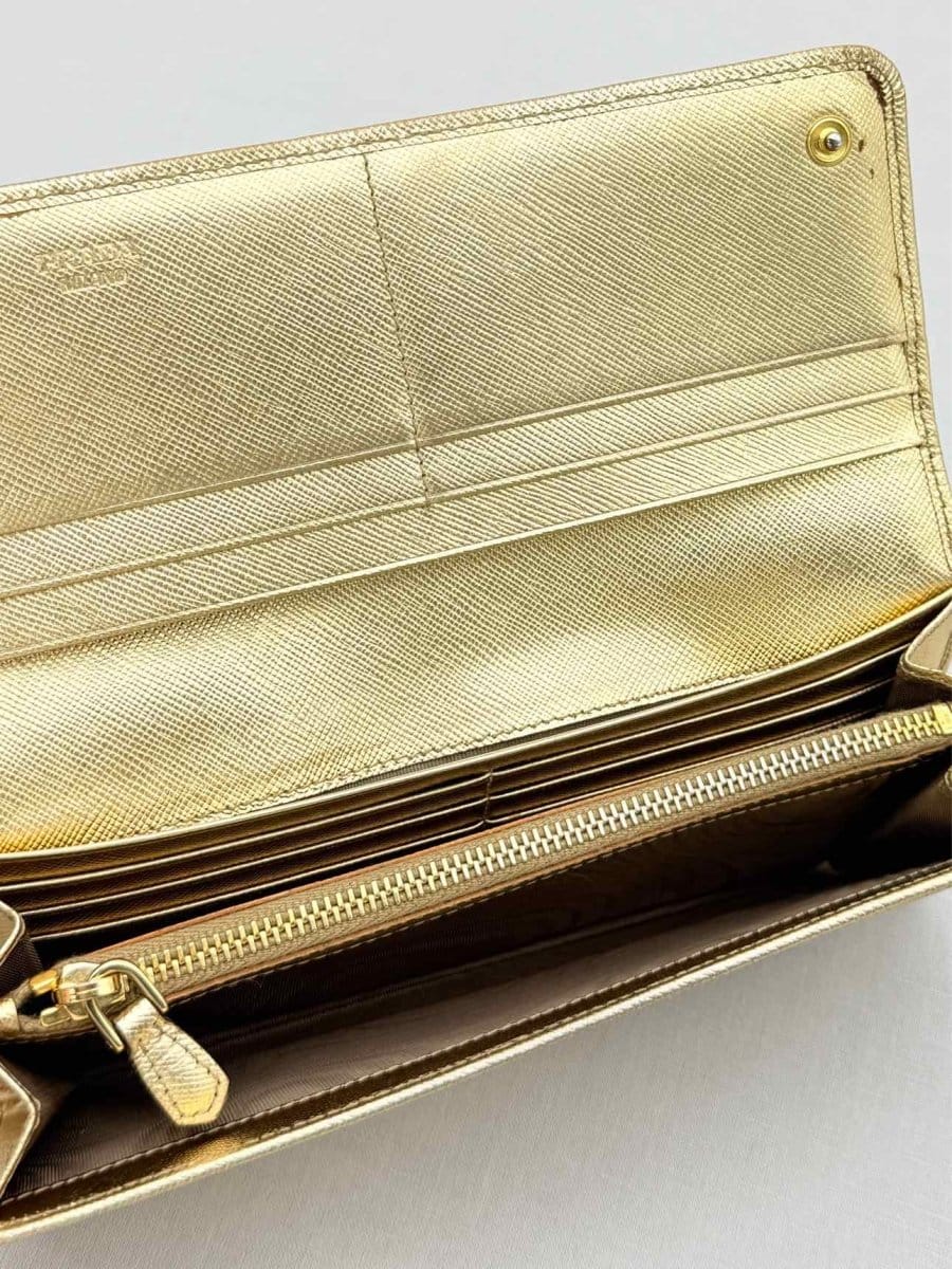 Prada Gold Continental Wallet