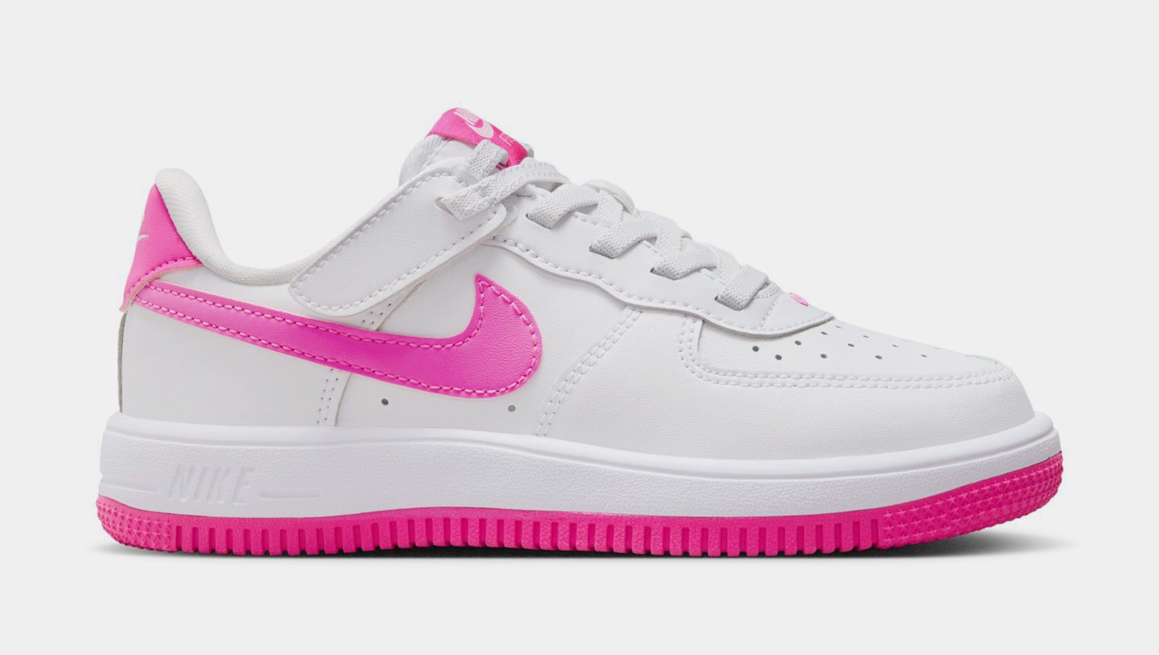 Nike Force 1 Low EasyOn Preschool Lifestyle Shoes (White/Laser Fuchsia)
