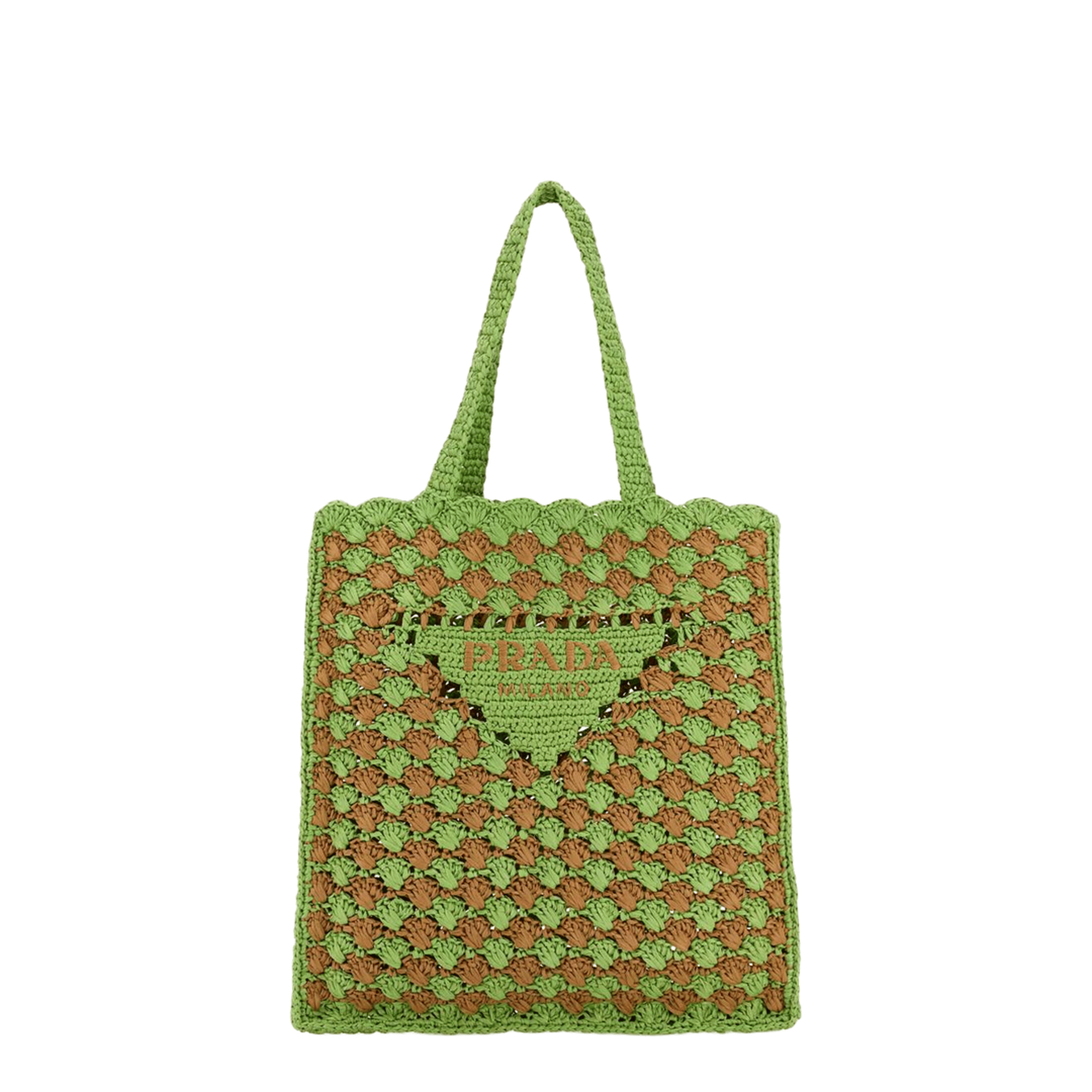 Prada Two - Tone Raffia Shopping Bag - Prato Caramel