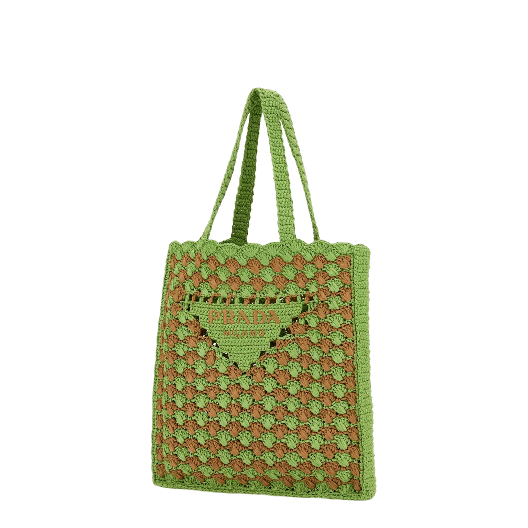 Prada Two - Tone Raffia Shopping Bag - Prato Caramel