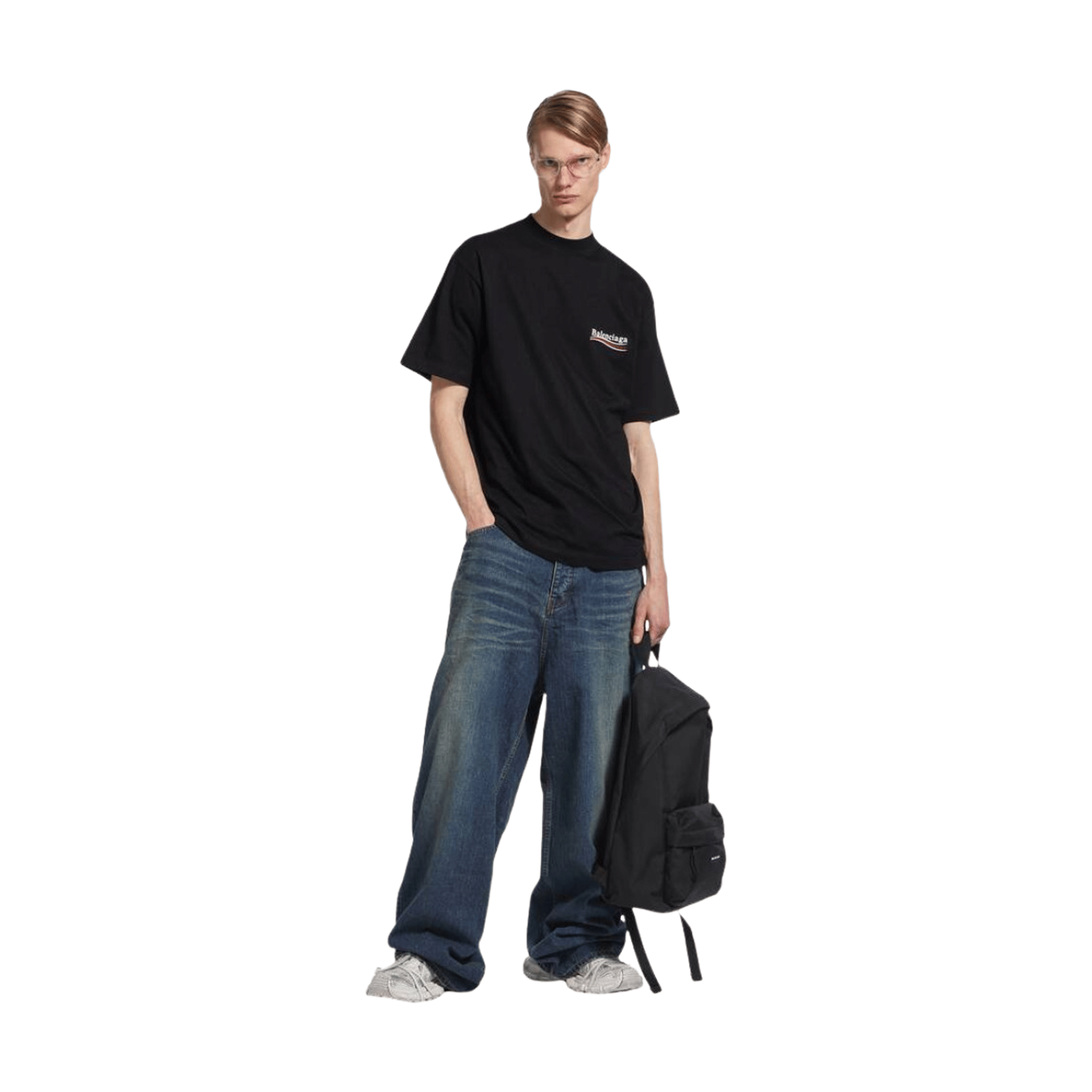 BALENCIAGA Political Campaign Embroidered Large Fit T-Shirt Black (SS25)