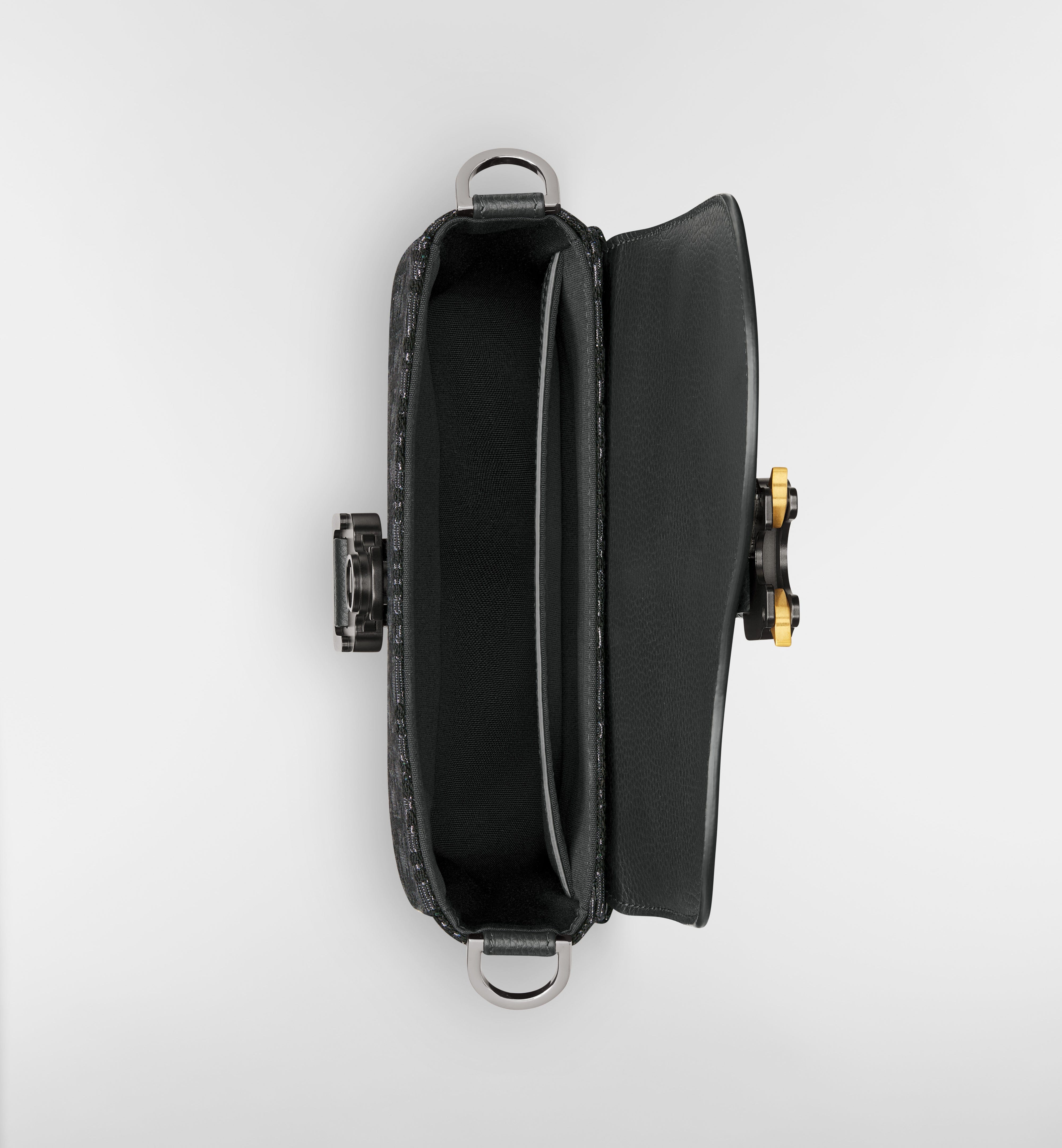 Dior Mini Saddle Messenger Bag Dior Oblique Jacquard with Black Grained Calfskin Flap