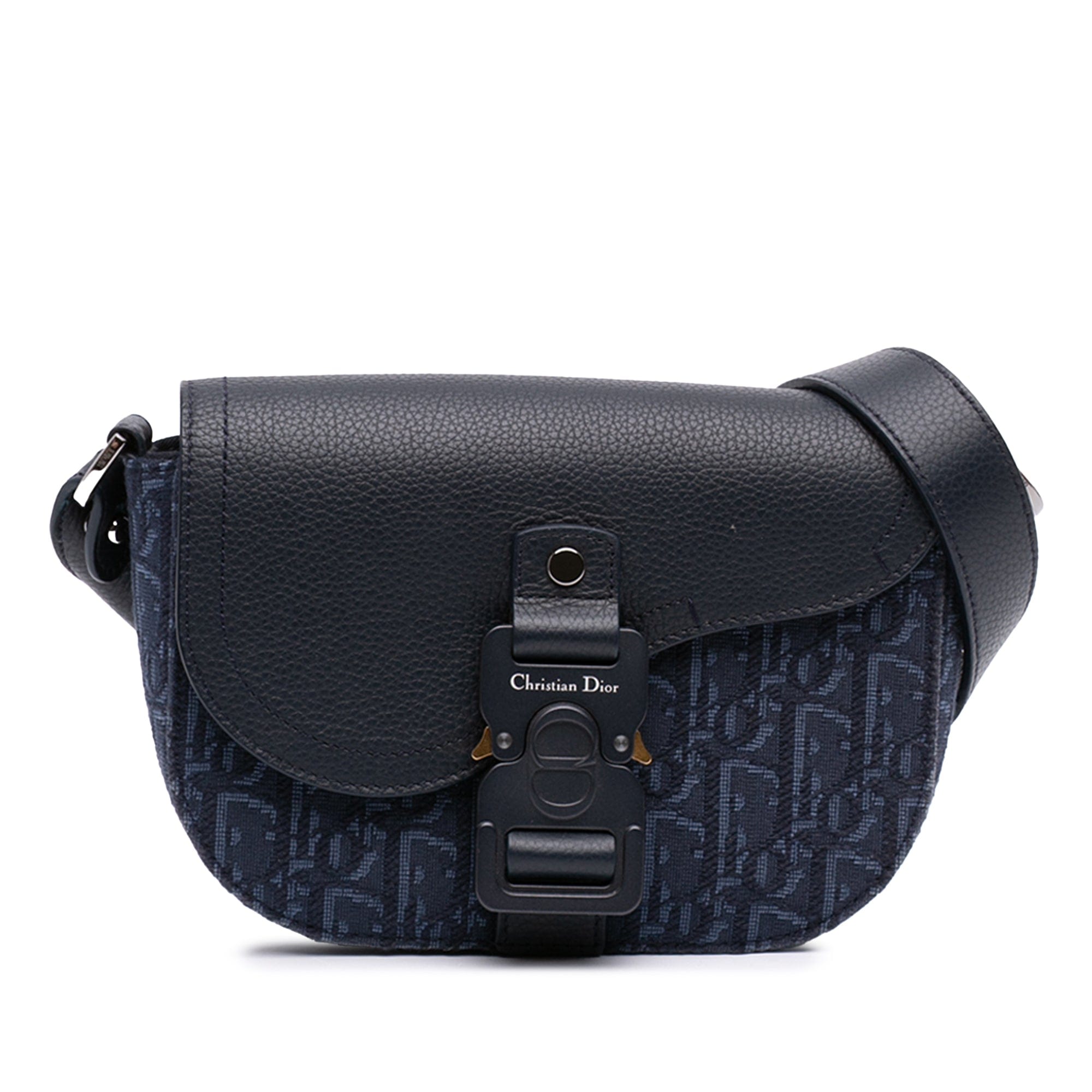 Dior Mini Oblique Canvas Saddle Buckle Messenger Bag
